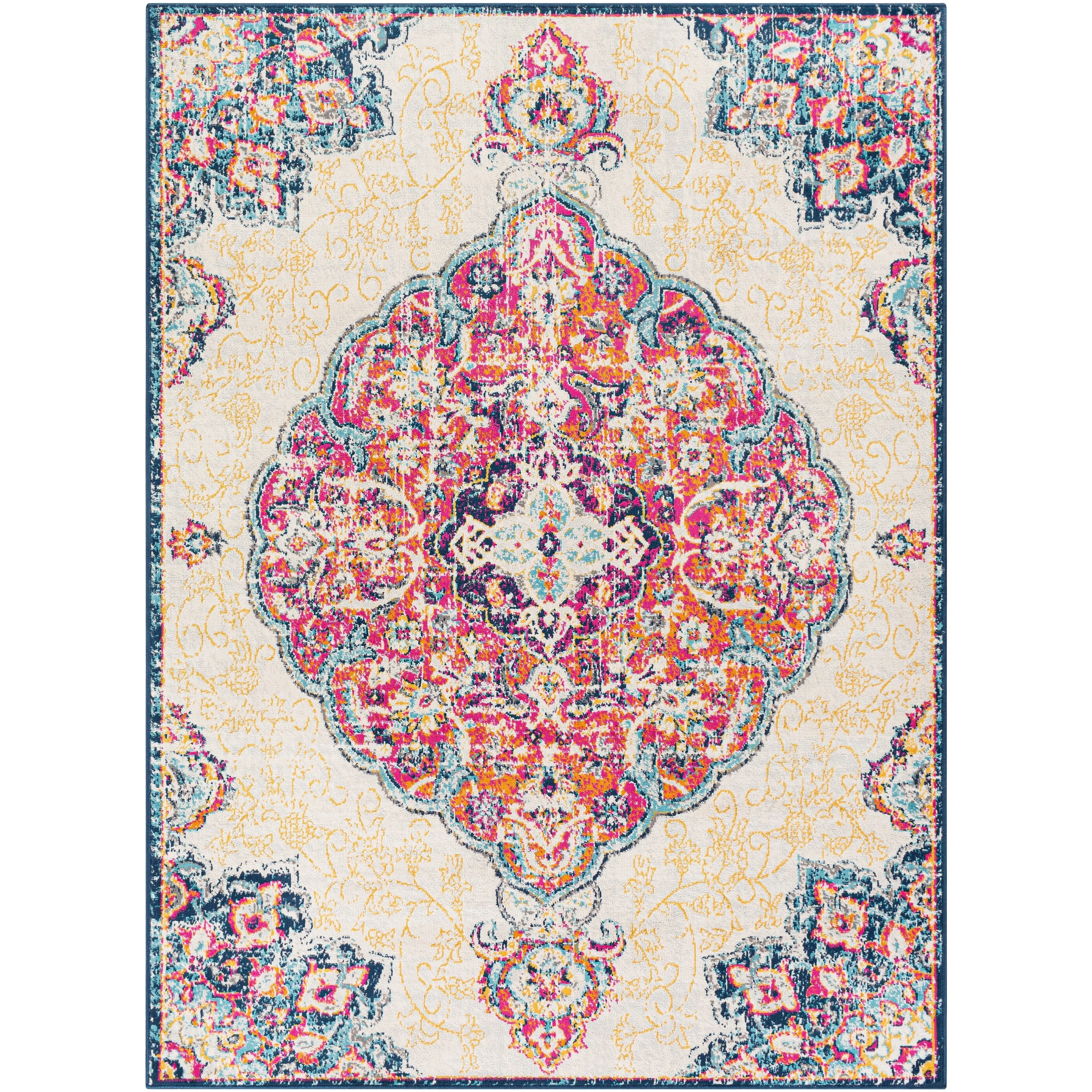 Livabliss Okeefe Vibrant Floral Medallion Area Rug