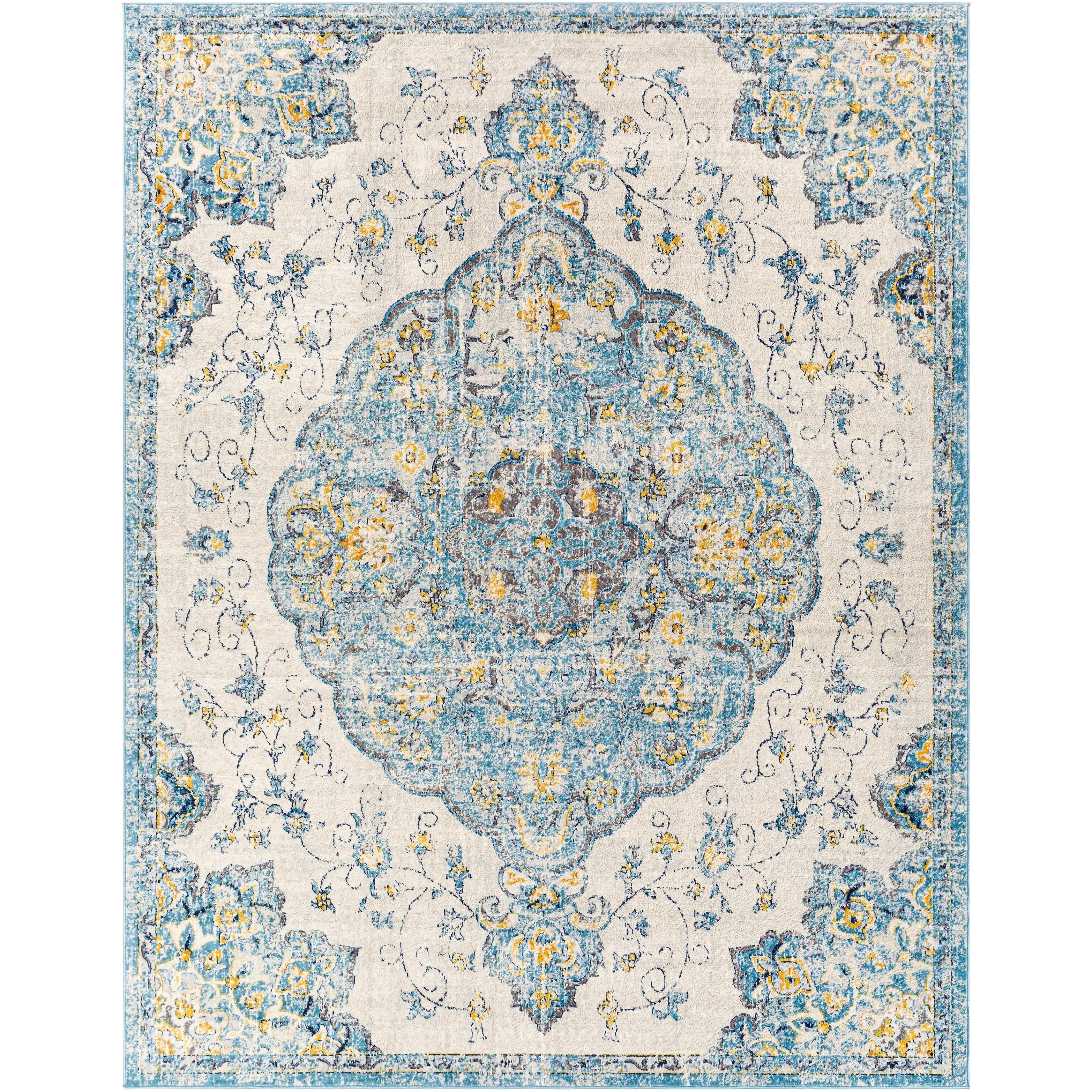 Livabliss Okeefe Vibrant Floral Medallion Area Rug