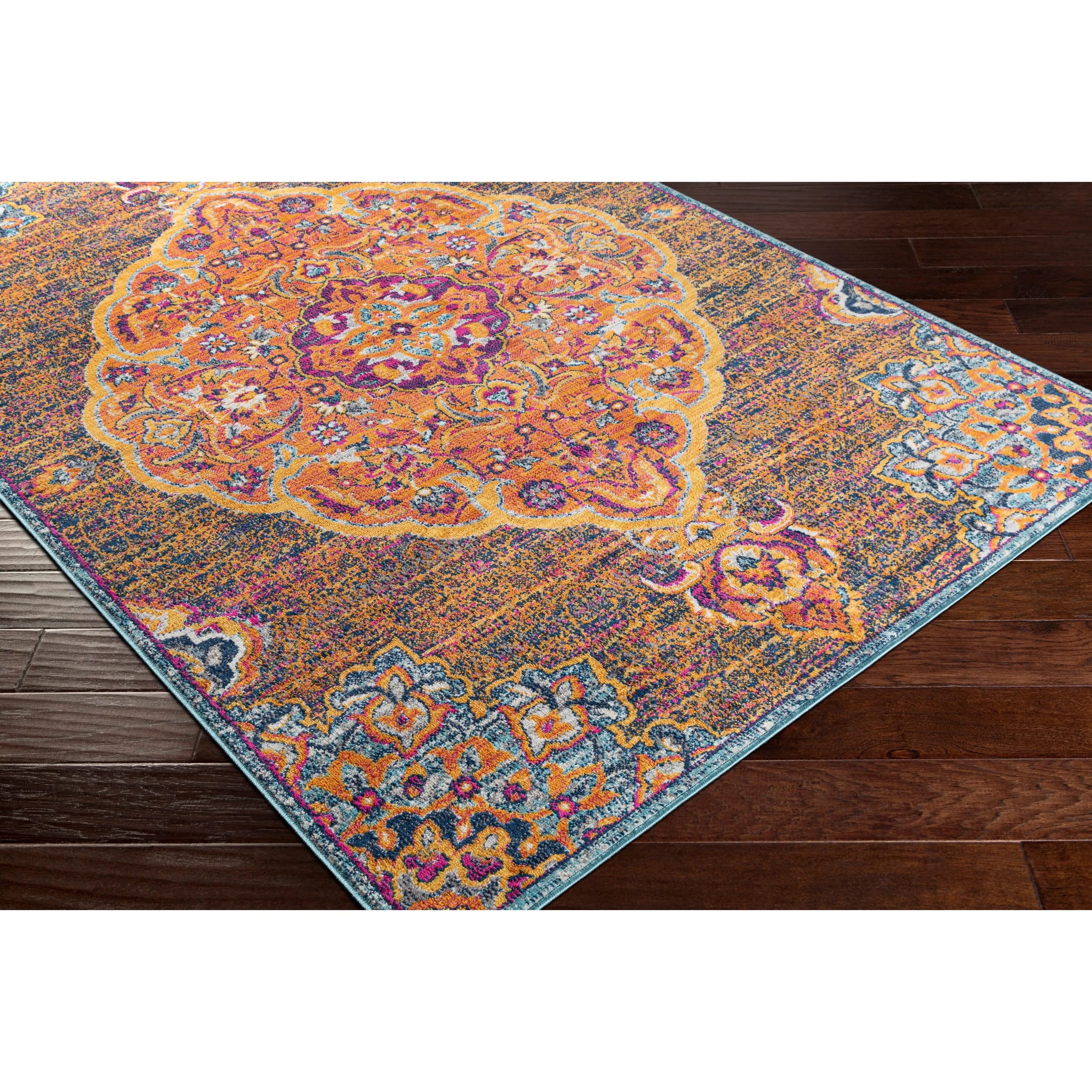 Livabliss Okeefe Vibrant Floral Medallion Area Rug