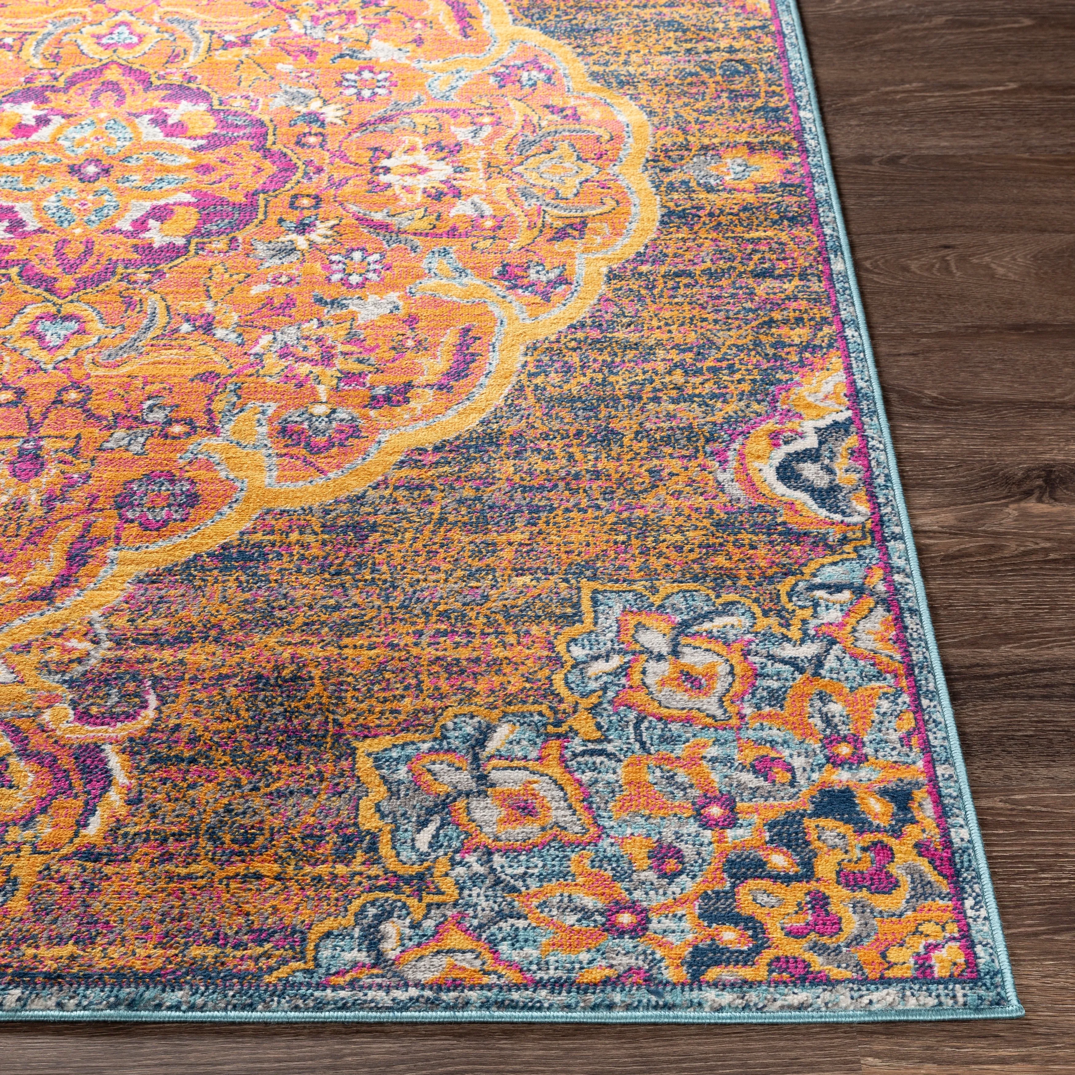 Livabliss Okeefe Vibrant Floral Medallion Area Rug