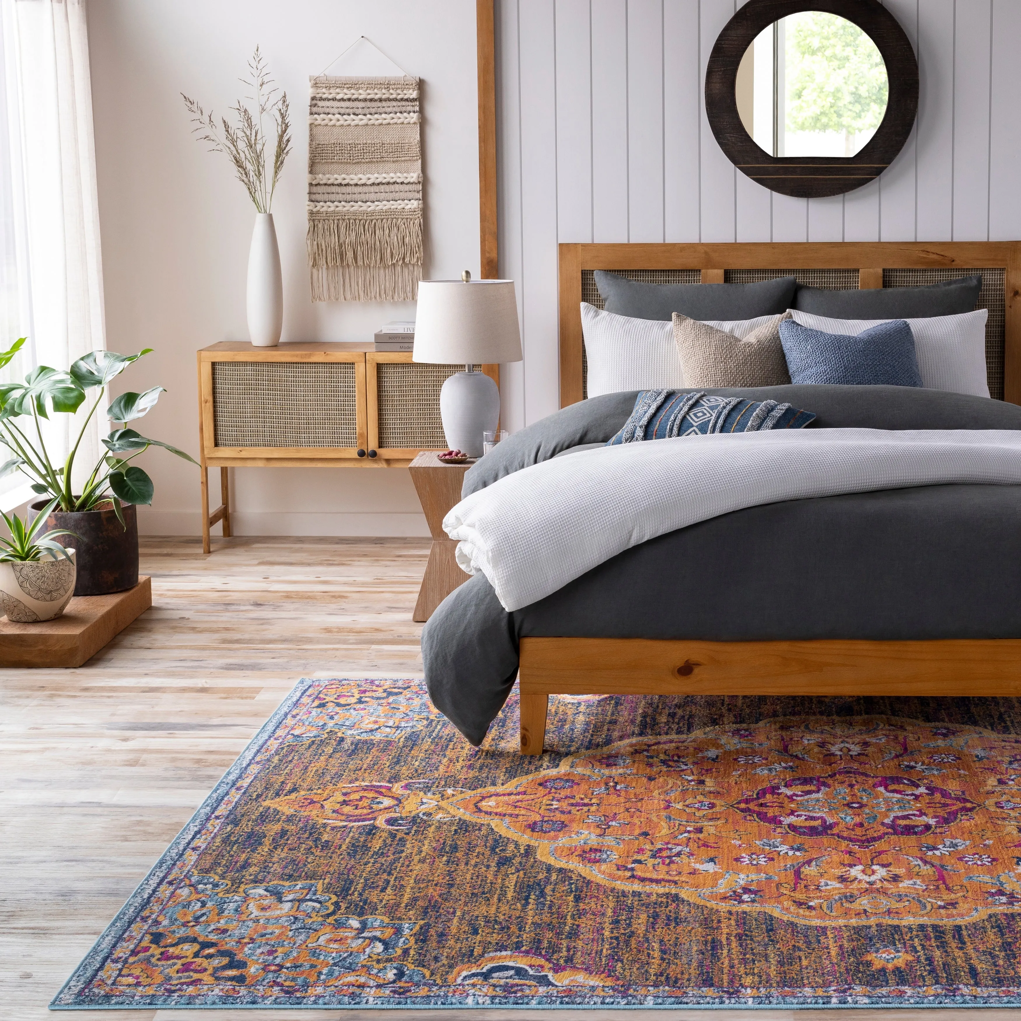 Livabliss Okeefe Vibrant Floral Medallion Area Rug
