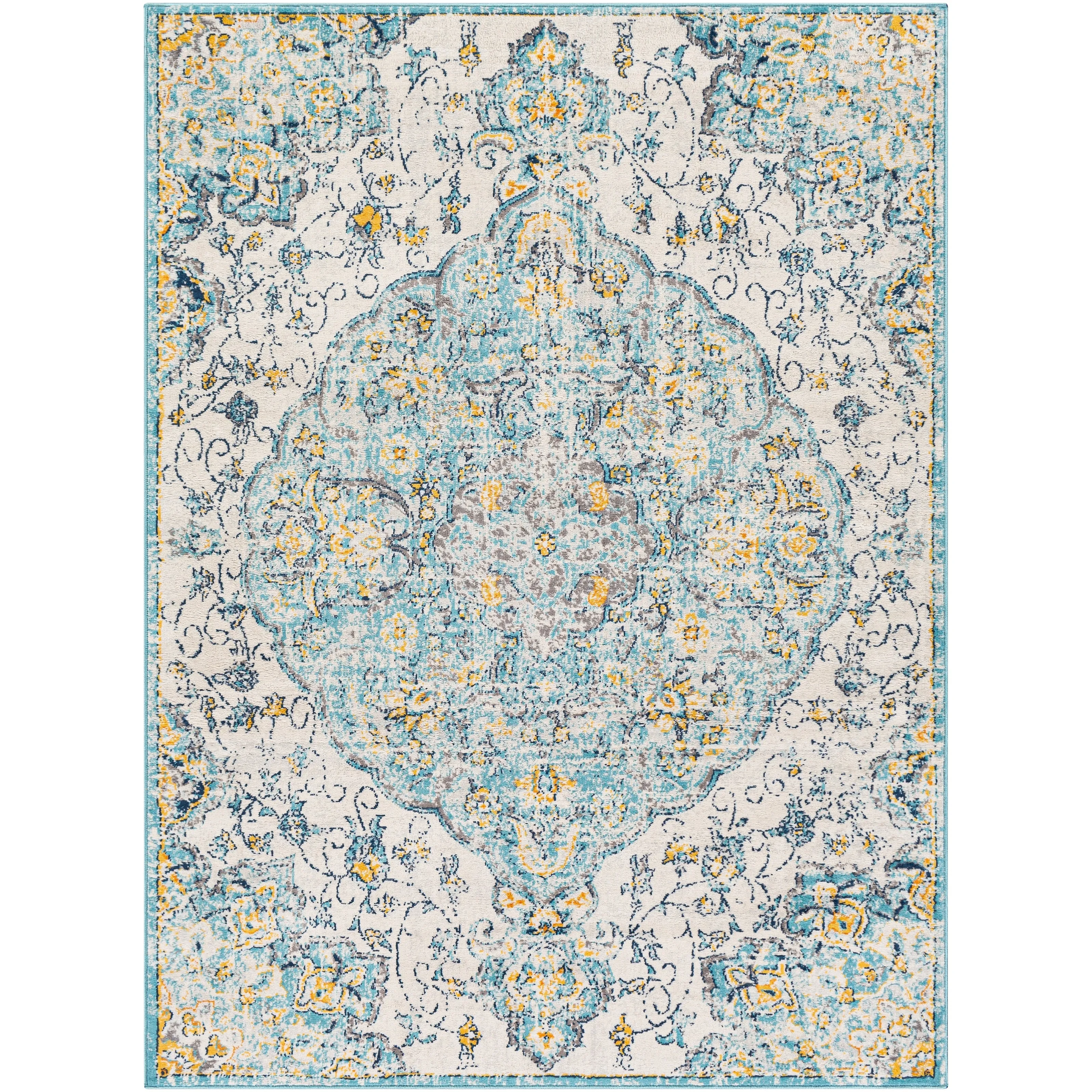 Livabliss Okeefe Vibrant Floral Medallion Area Rug