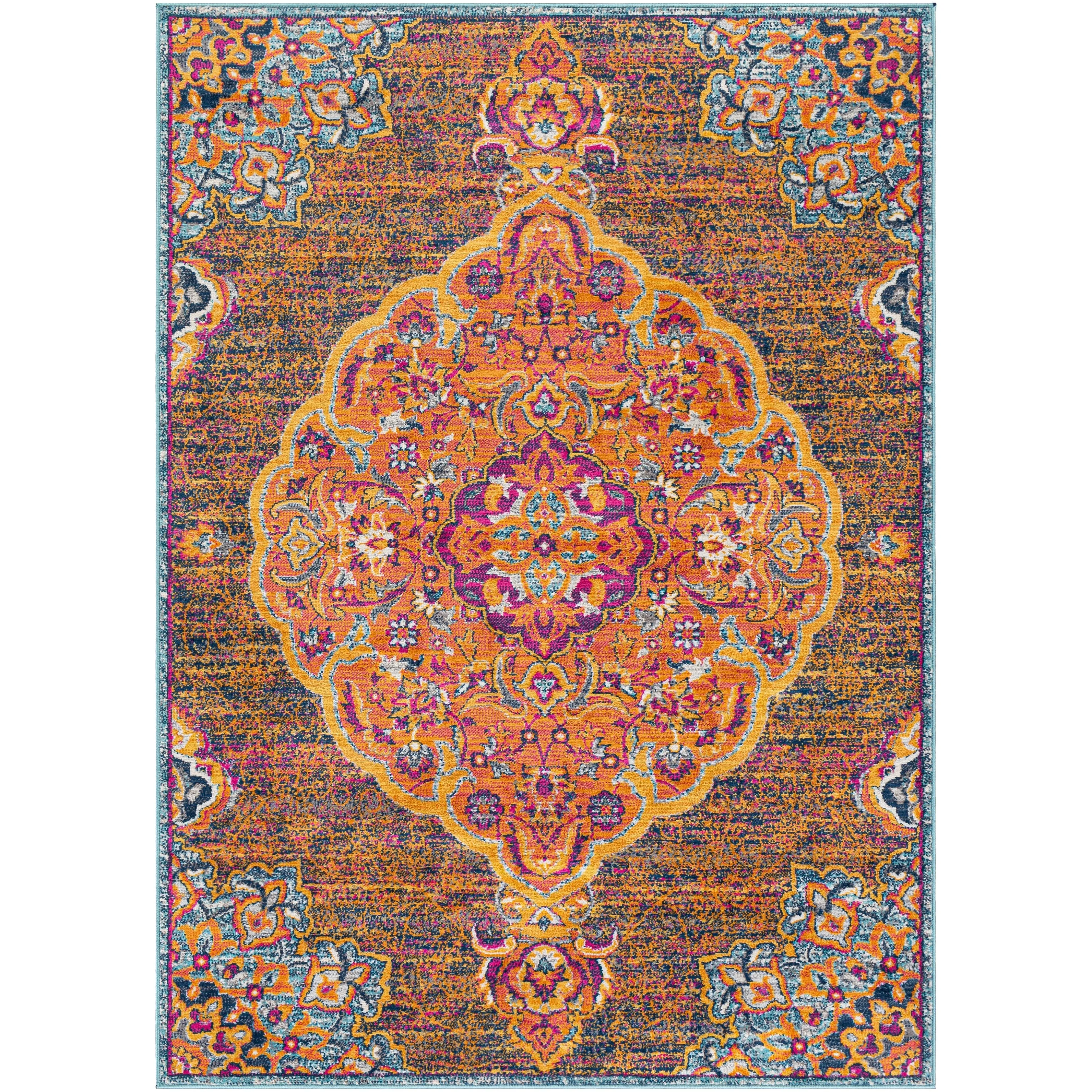 Livabliss Okeefe Vibrant Floral Medallion Area Rug