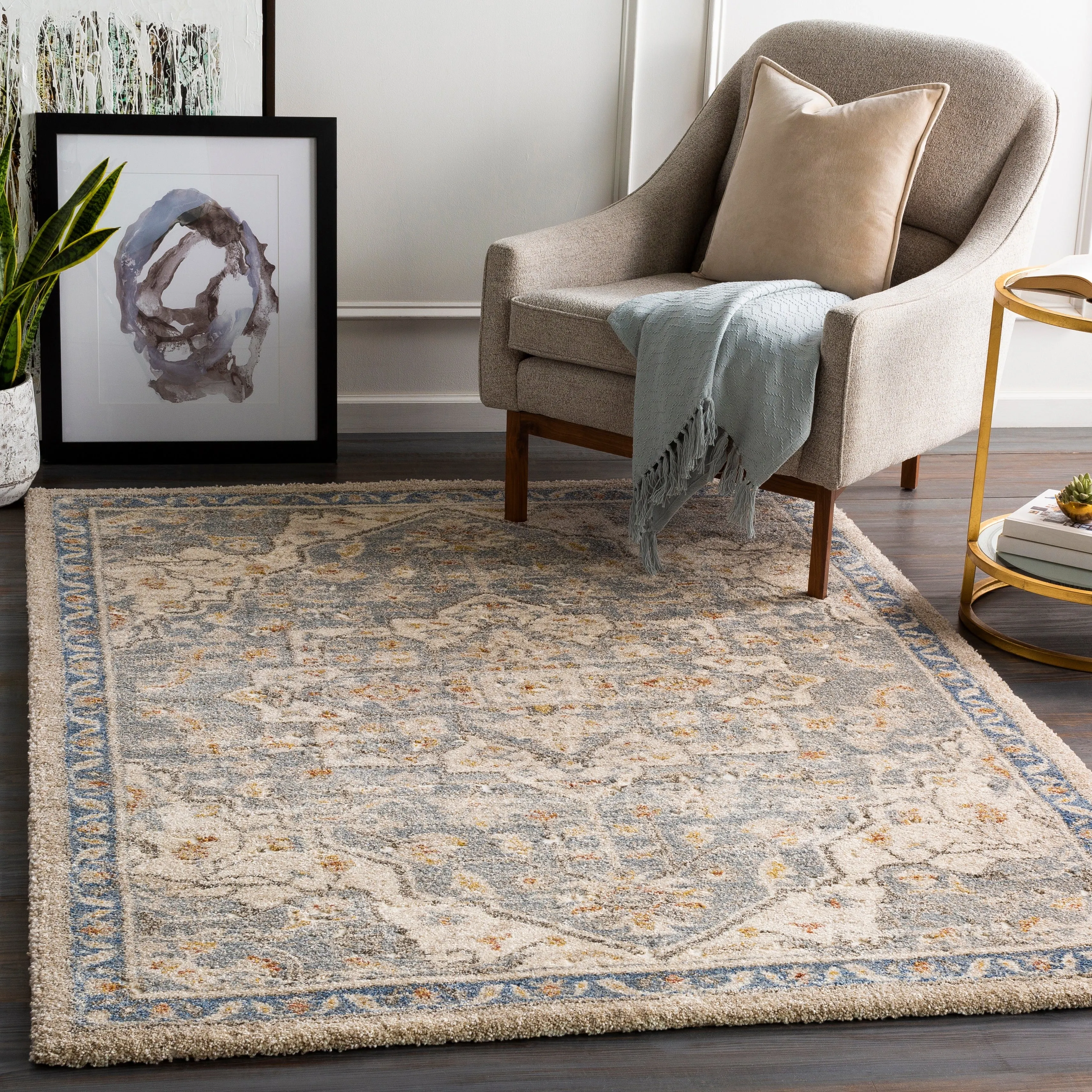 Livabliss Radda Plush Traditional Medallion Area Rug