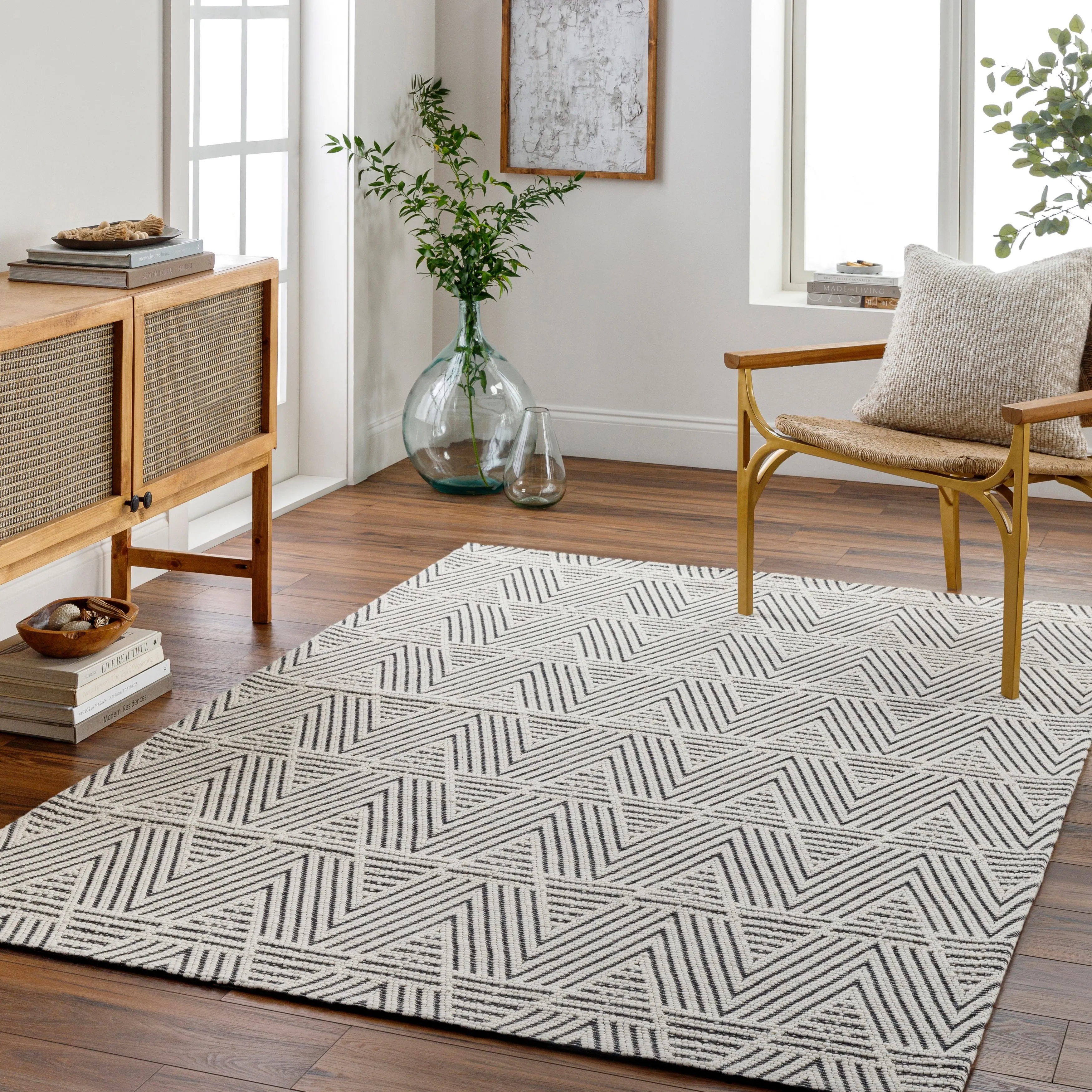Livabliss Risal Handmade Modern Graphic Wool Blend Area Rug
