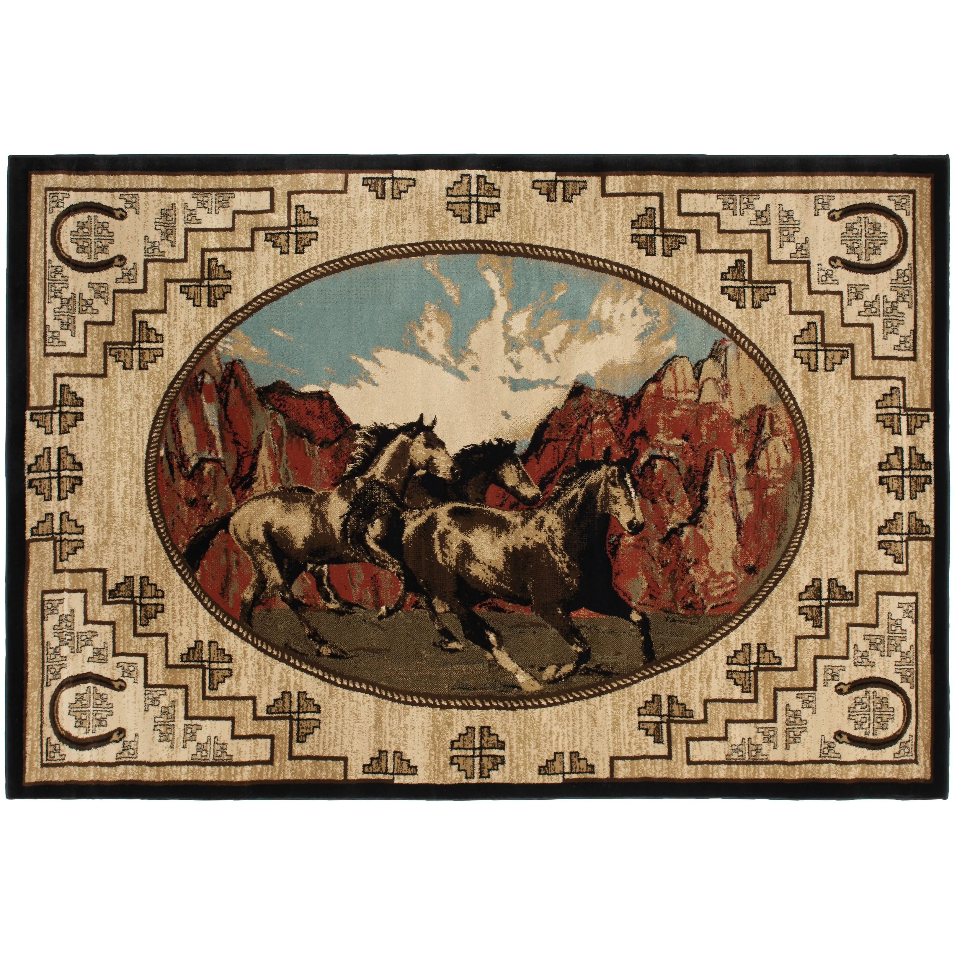 Lodge King Great Escape Wild Horse Multi Area Rug