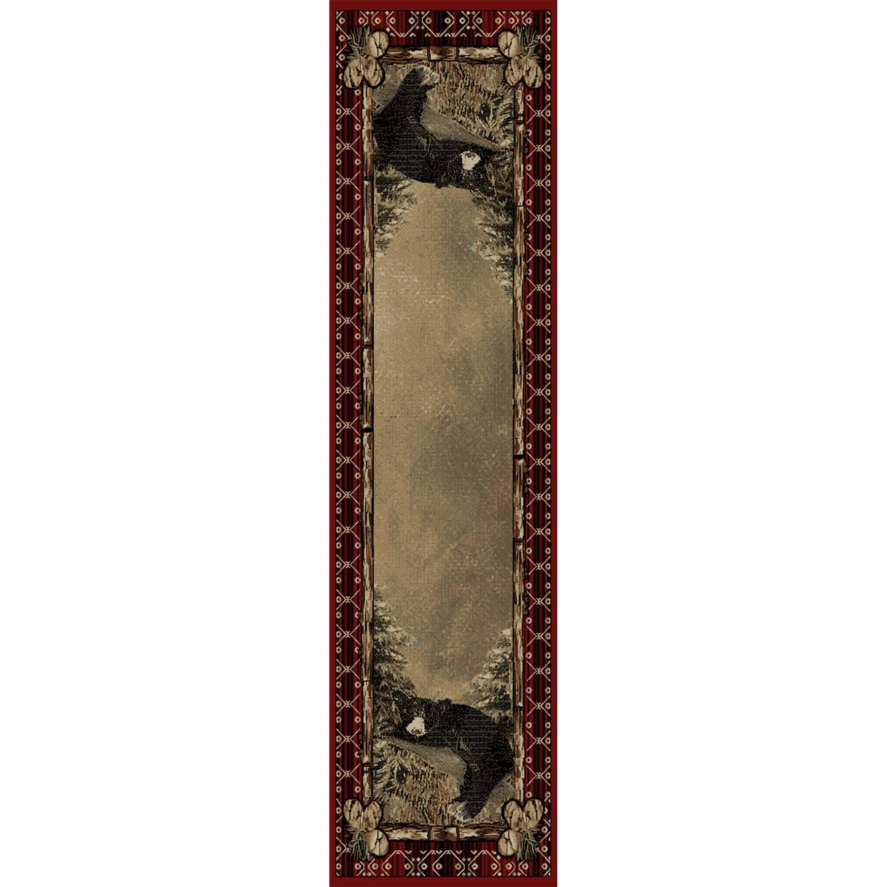 Lodge King Lazy Bear Rustic Pine Cone Area Rug