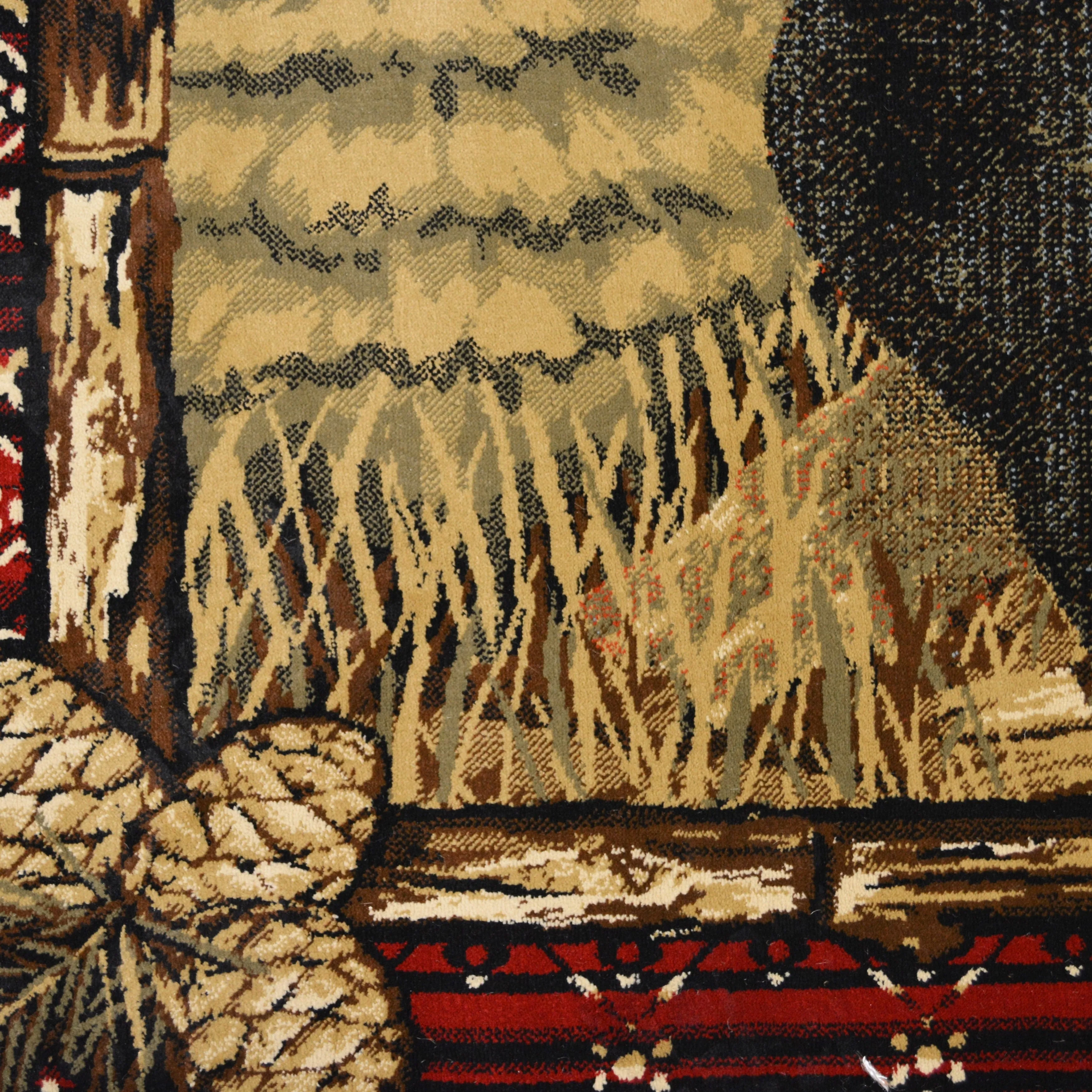 Lodge King Lazy Bear Rustic Pine Cone Area Rug