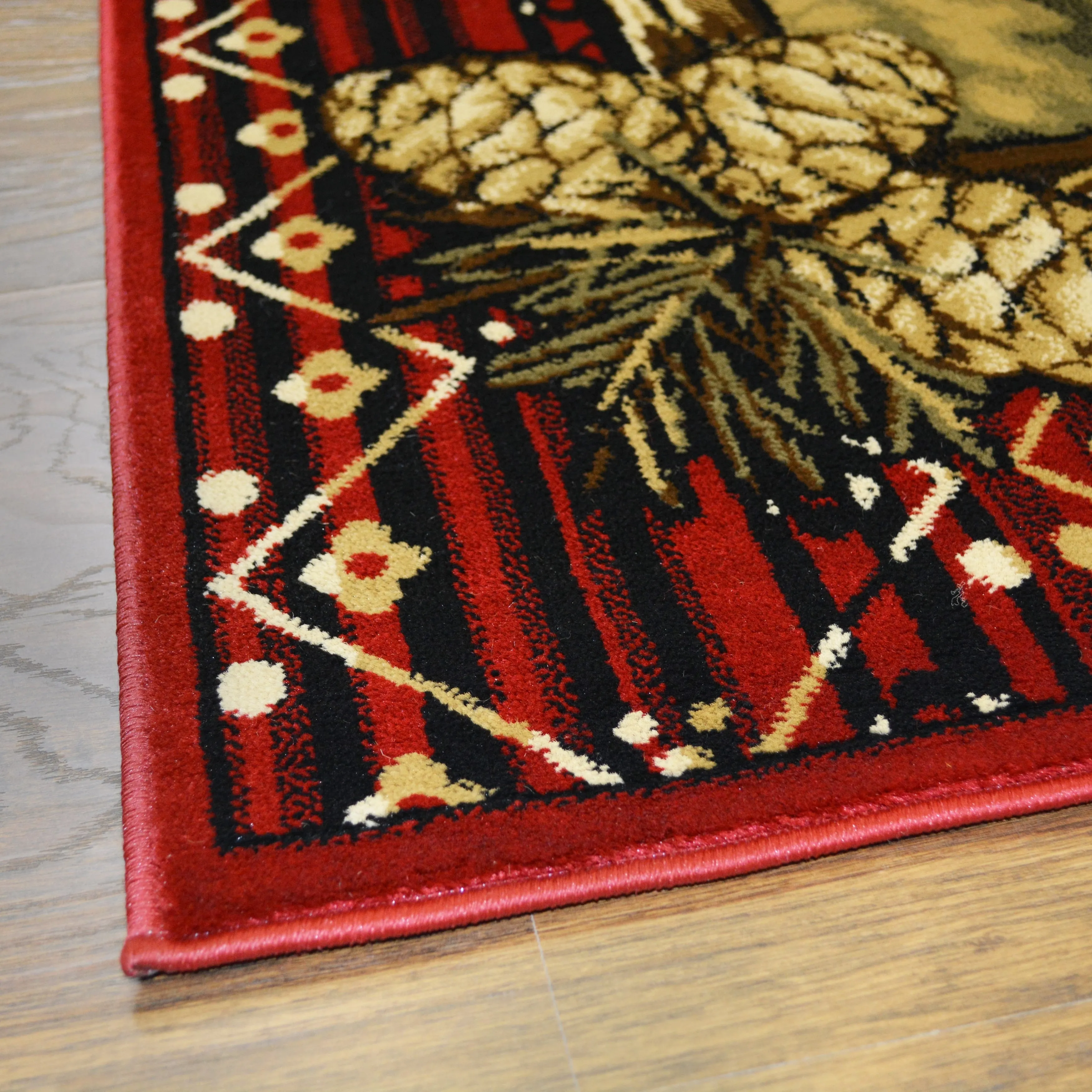 Lodge King Lazy Bear Rustic Pine Cone Area Rug