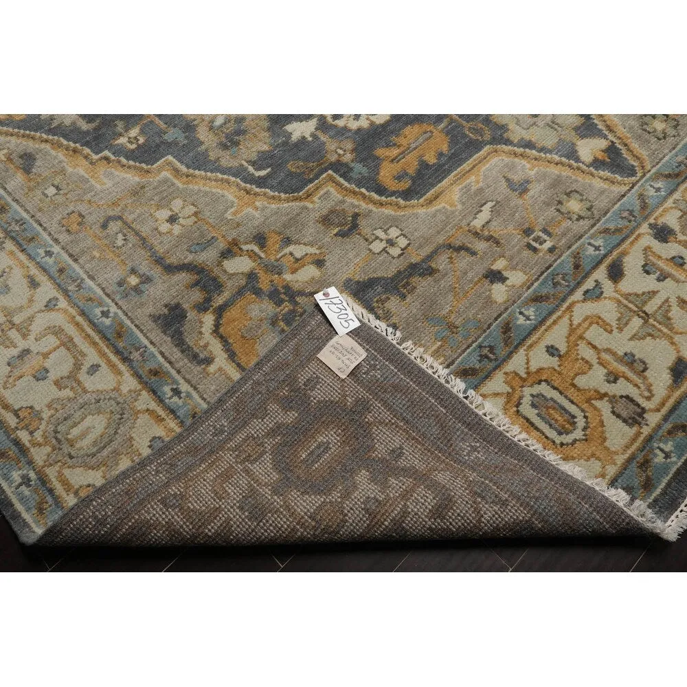LoomBloom Muted Turkish Oushak Hand Knotted Area Rug Slate Color