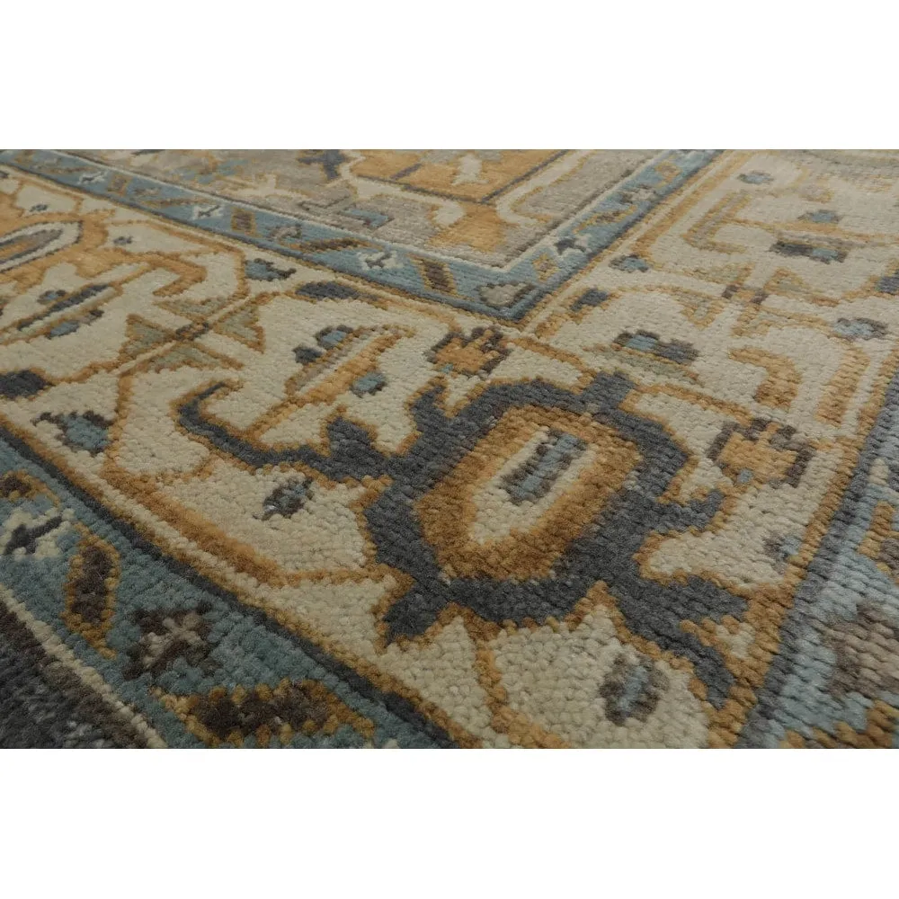 LoomBloom Muted Turkish Oushak Hand Knotted Area Rug Slate Color