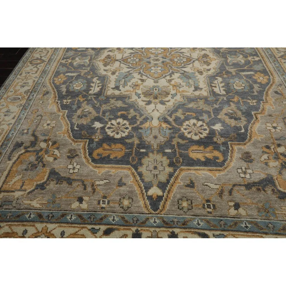 LoomBloom Muted Turkish Oushak Hand Knotted Area Rug Slate Color