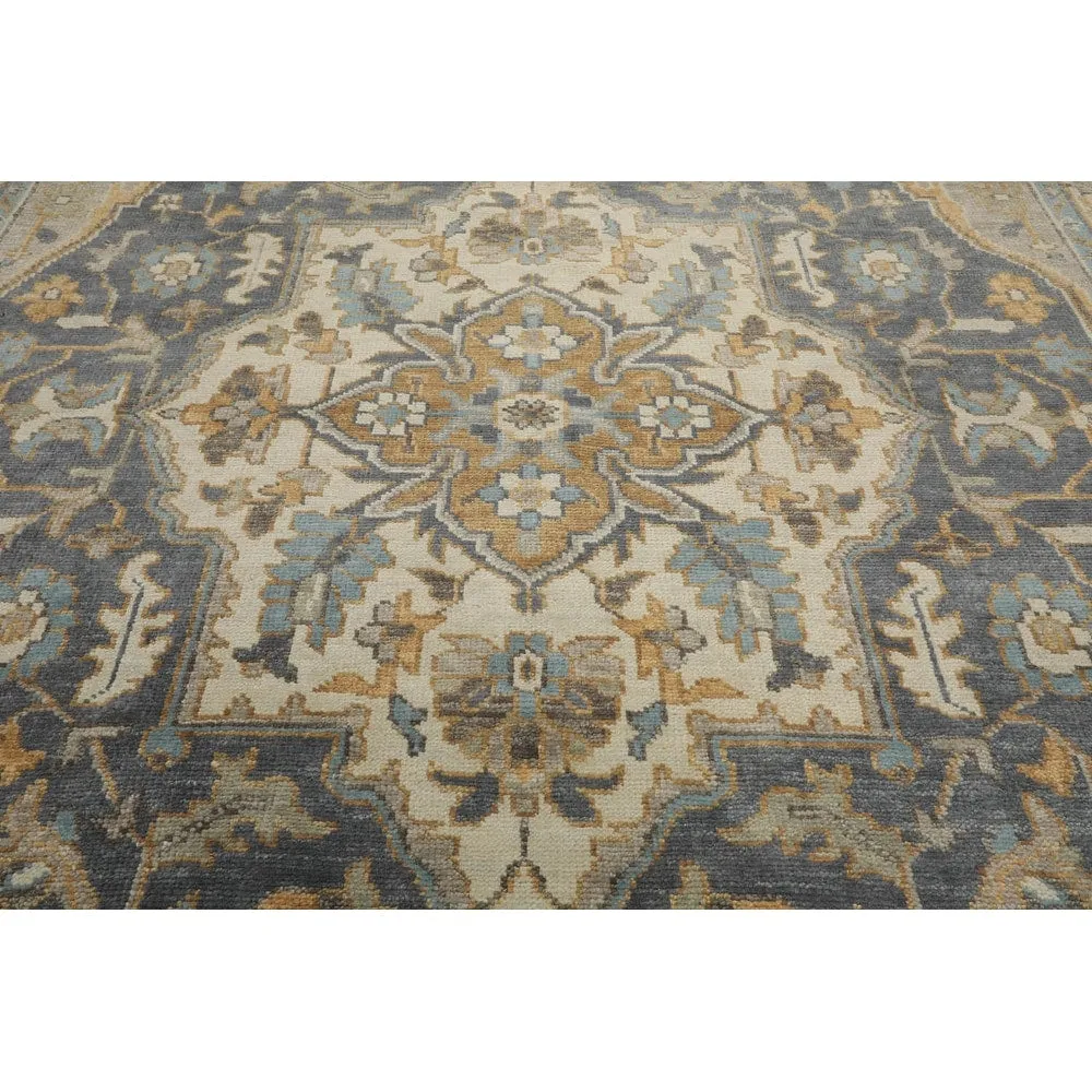 LoomBloom Muted Turkish Oushak Hand Knotted Area Rug Slate Color
