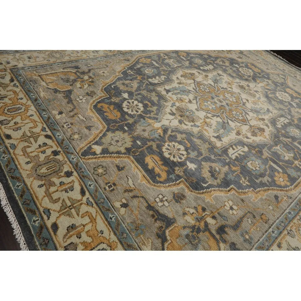 LoomBloom Muted Turkish Oushak Hand Knotted Area Rug Slate Color