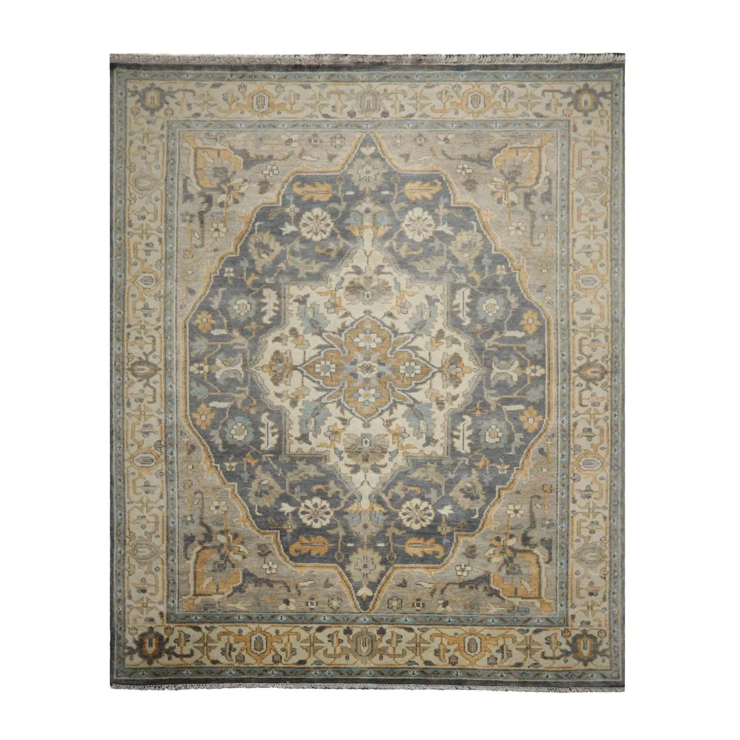 LoomBloom Muted Turkish Oushak Hand Knotted Area Rug Slate Color