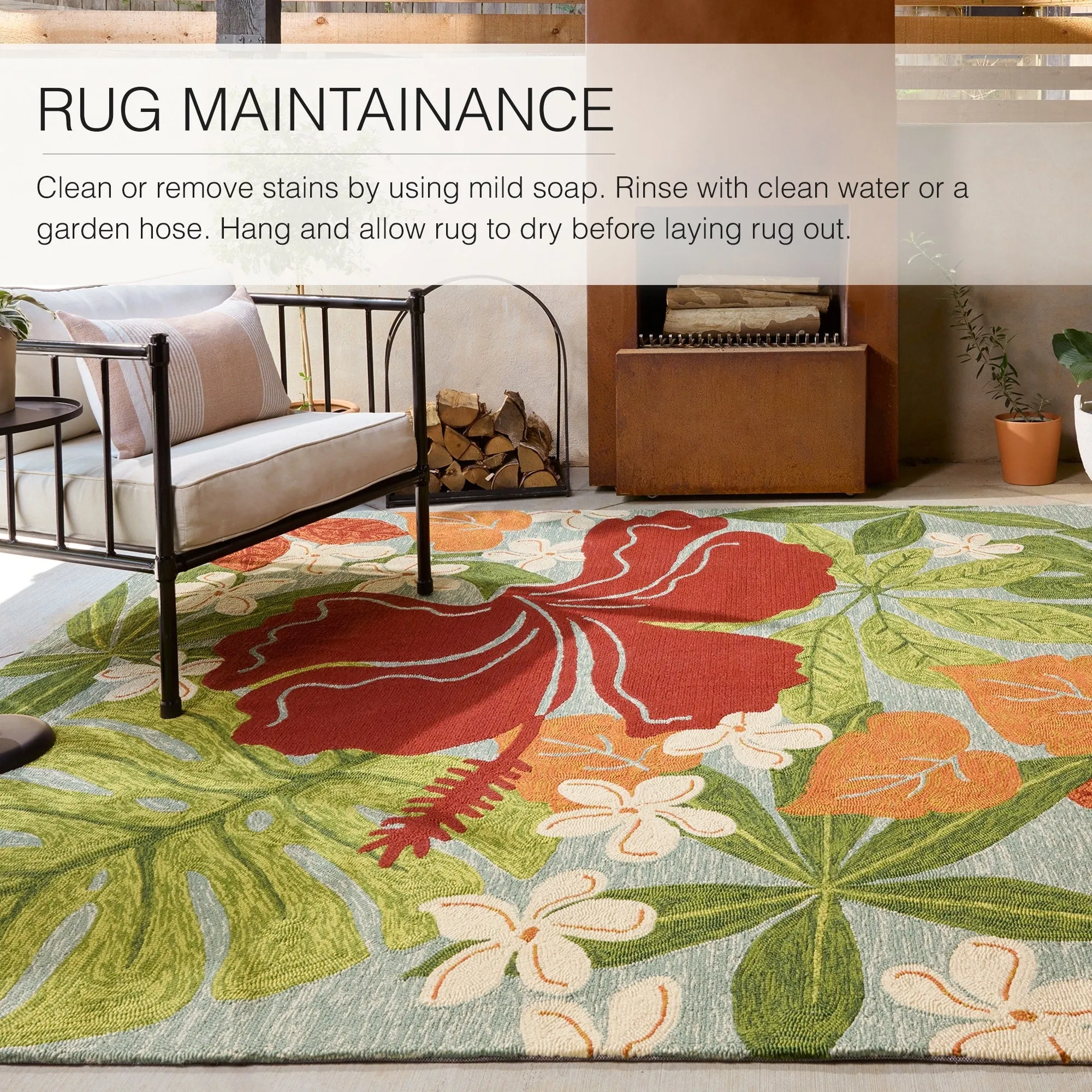 Luau Indoor and Outdoor Floral Area Rug