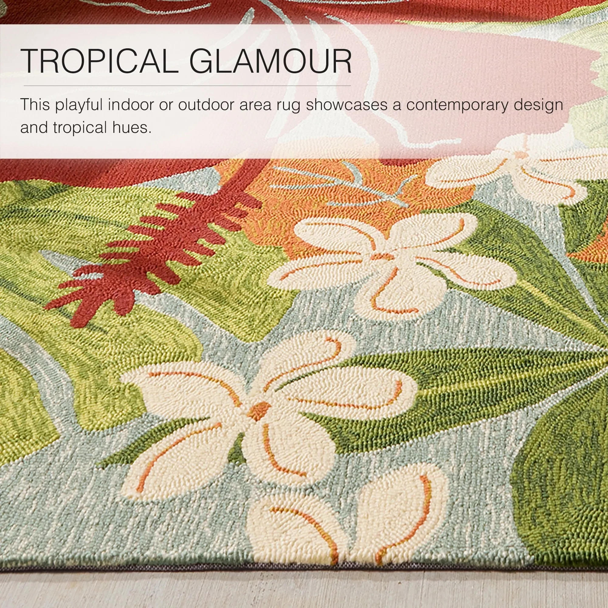 Luau Indoor and Outdoor Floral Area Rug