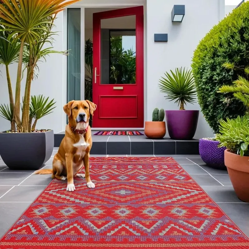 Lush Ambience Alev Indoor Outdoor Plastic Area Rugs- Rectangular