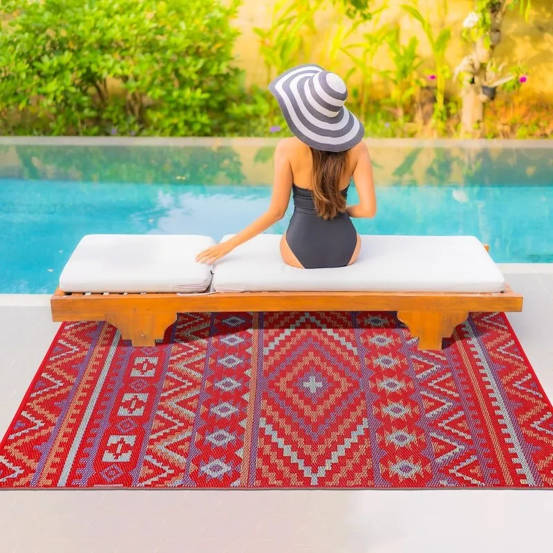 Lush Ambience Alev Indoor Outdoor Plastic Area Rugs- Rectangular