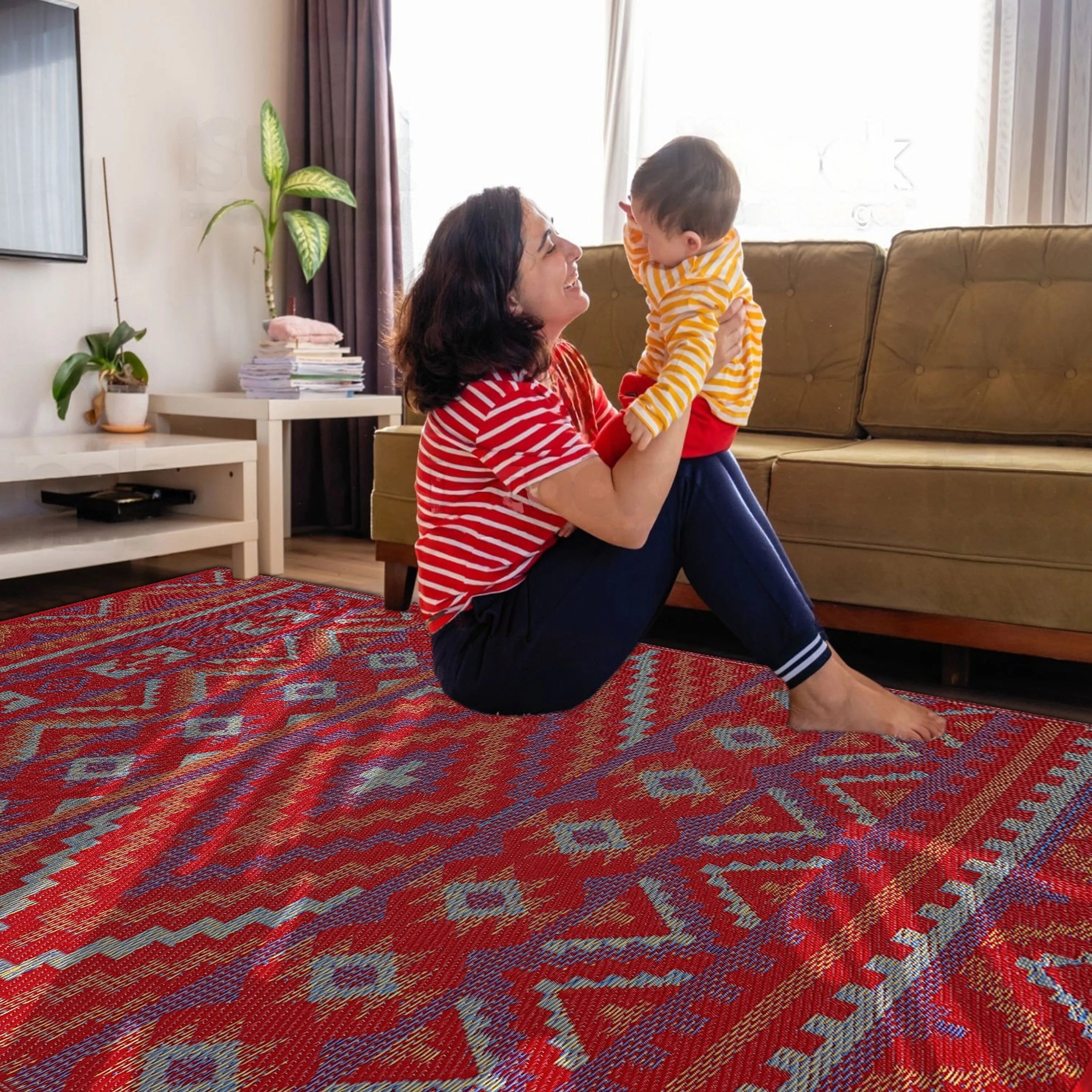 Lush Ambience Alev Indoor Outdoor Plastic Area Rugs- Rectangular