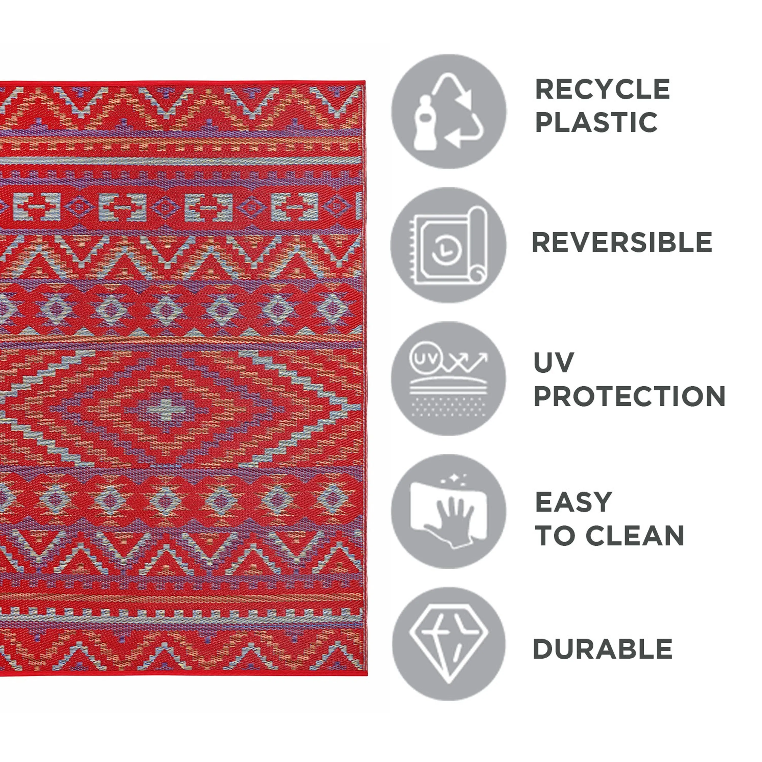 Lush Ambience Alev Indoor Outdoor Plastic Area Rugs- Rectangular