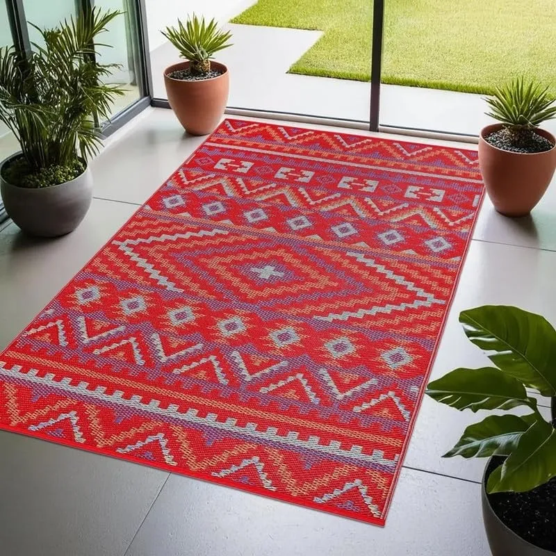 Lush Ambience Alev Indoor Outdoor Plastic Area Rugs- Rectangular