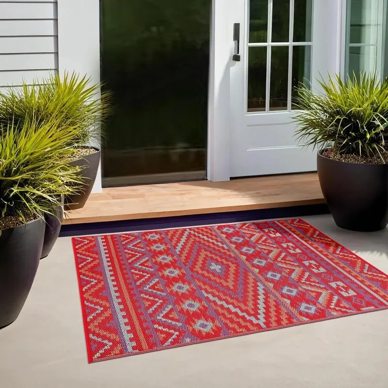 Lush Ambience Alev Indoor Outdoor Plastic Area Rugs- Rectangular