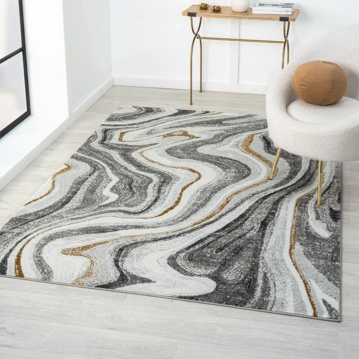 Luxe Weavers Marble Abstract Area Rug. Medium Pile Bedroom Rug