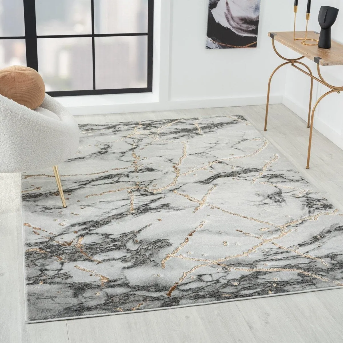 Luxe Weavers Marble Abstract Living Room Rug. Stain-Resistant Carpet