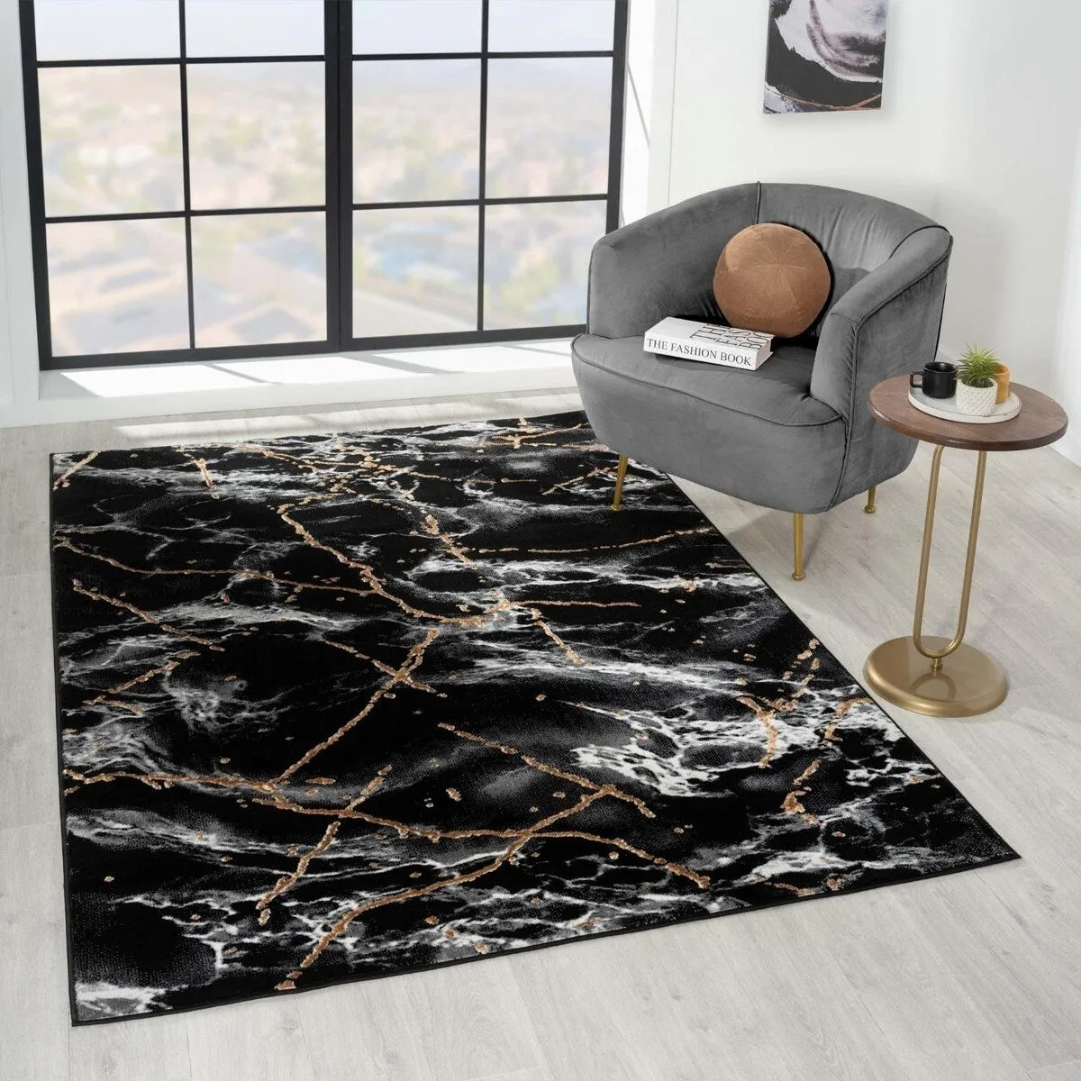 Luxe Weavers Marble Abstract Living Room Rug. Stain-Resistant Carpet