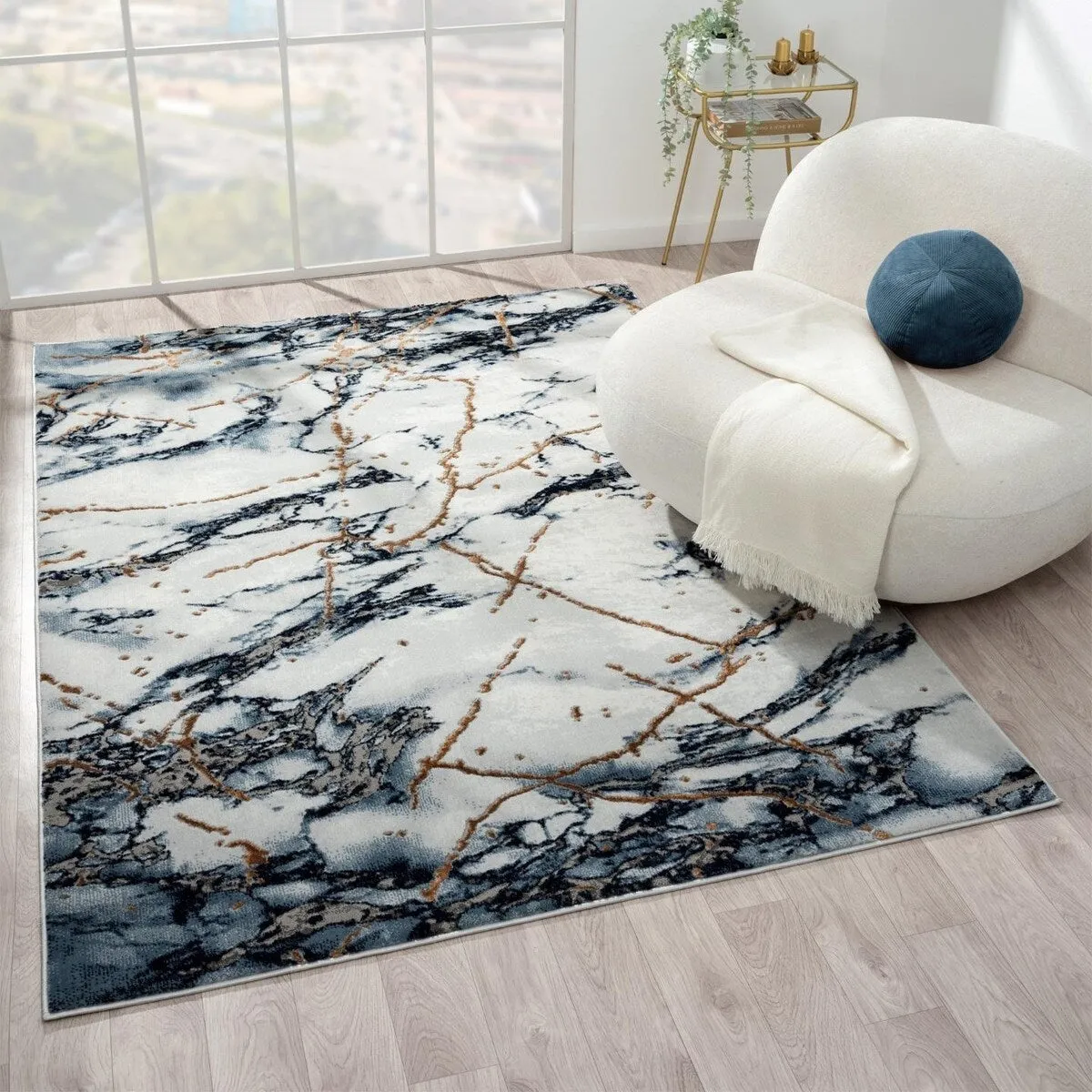 Luxe Weavers Marble Abstract Living Room Rug. Stain-Resistant Carpet