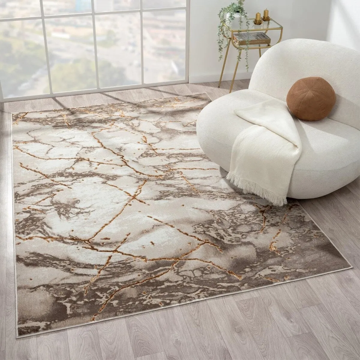 Luxe Weavers Marble Abstract Living Room Rug. Stain-Resistant Carpet