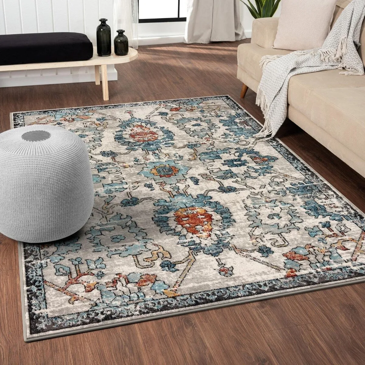 Luxe Weavers Oriental Floral Distressed Area Rug