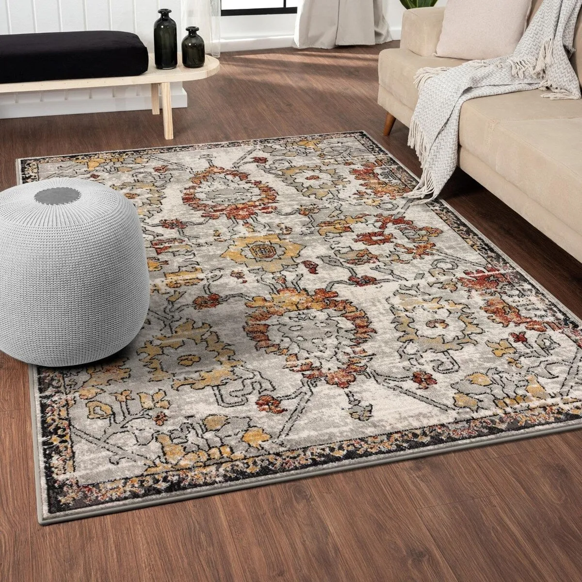Luxe Weavers Oriental Floral Distressed Area Rug