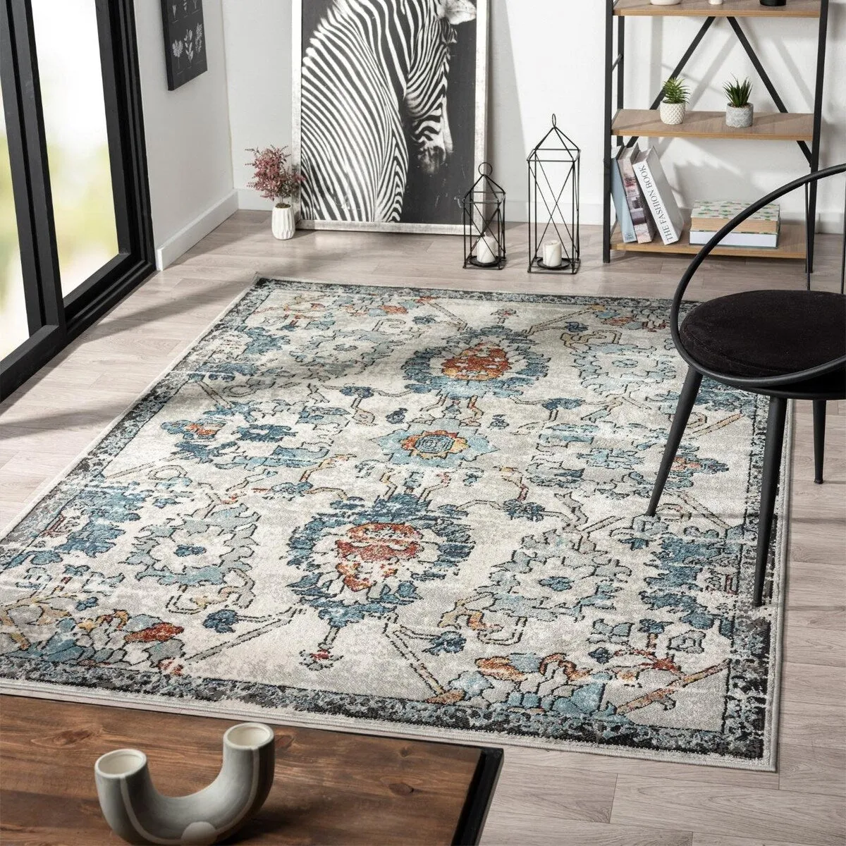 Luxe Weavers Oriental Floral Distressed Area Rug