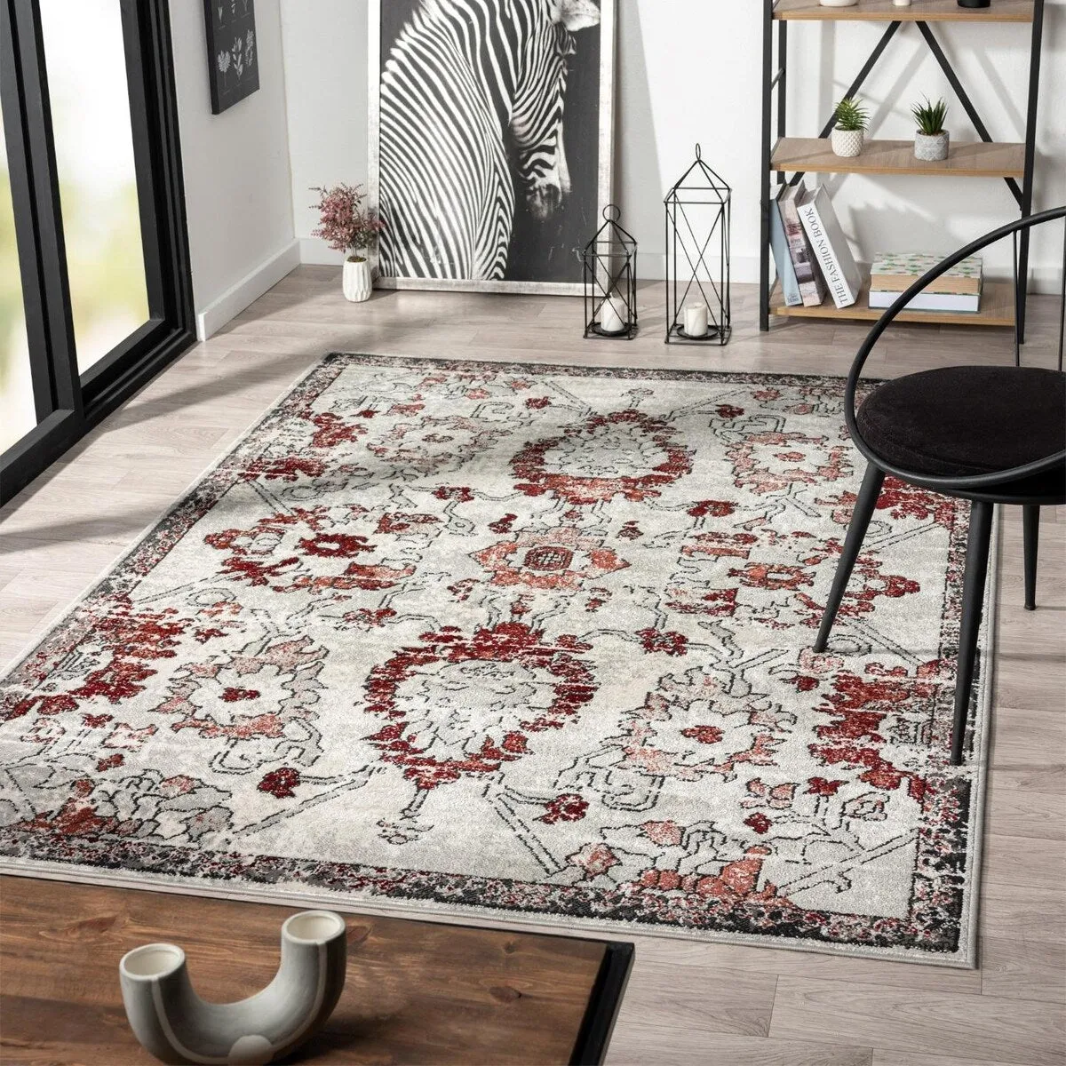Luxe Weavers Oriental Floral Distressed Area Rug