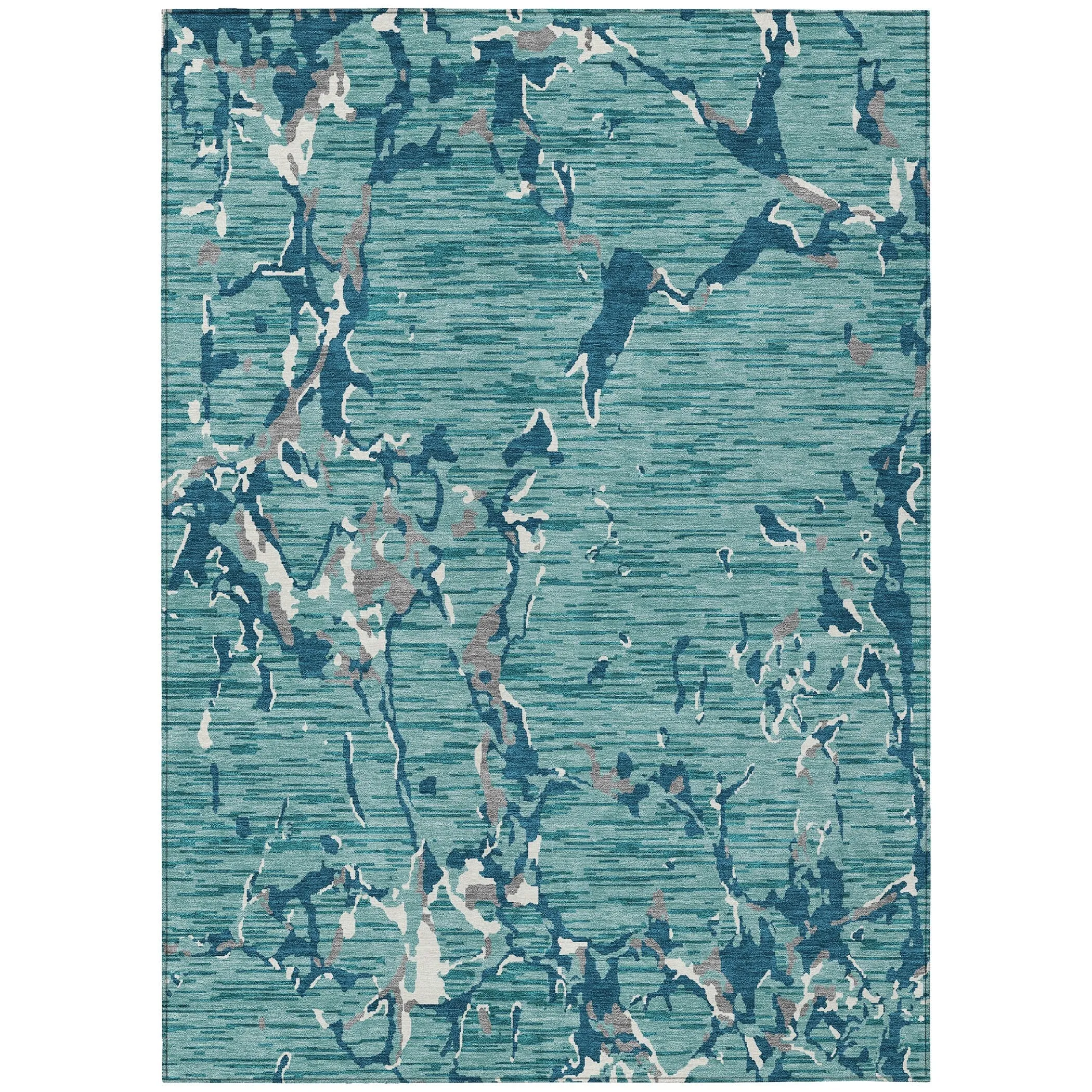 Machine Washable Indoor/ Outdoor Abstract Camo Chantille Rug