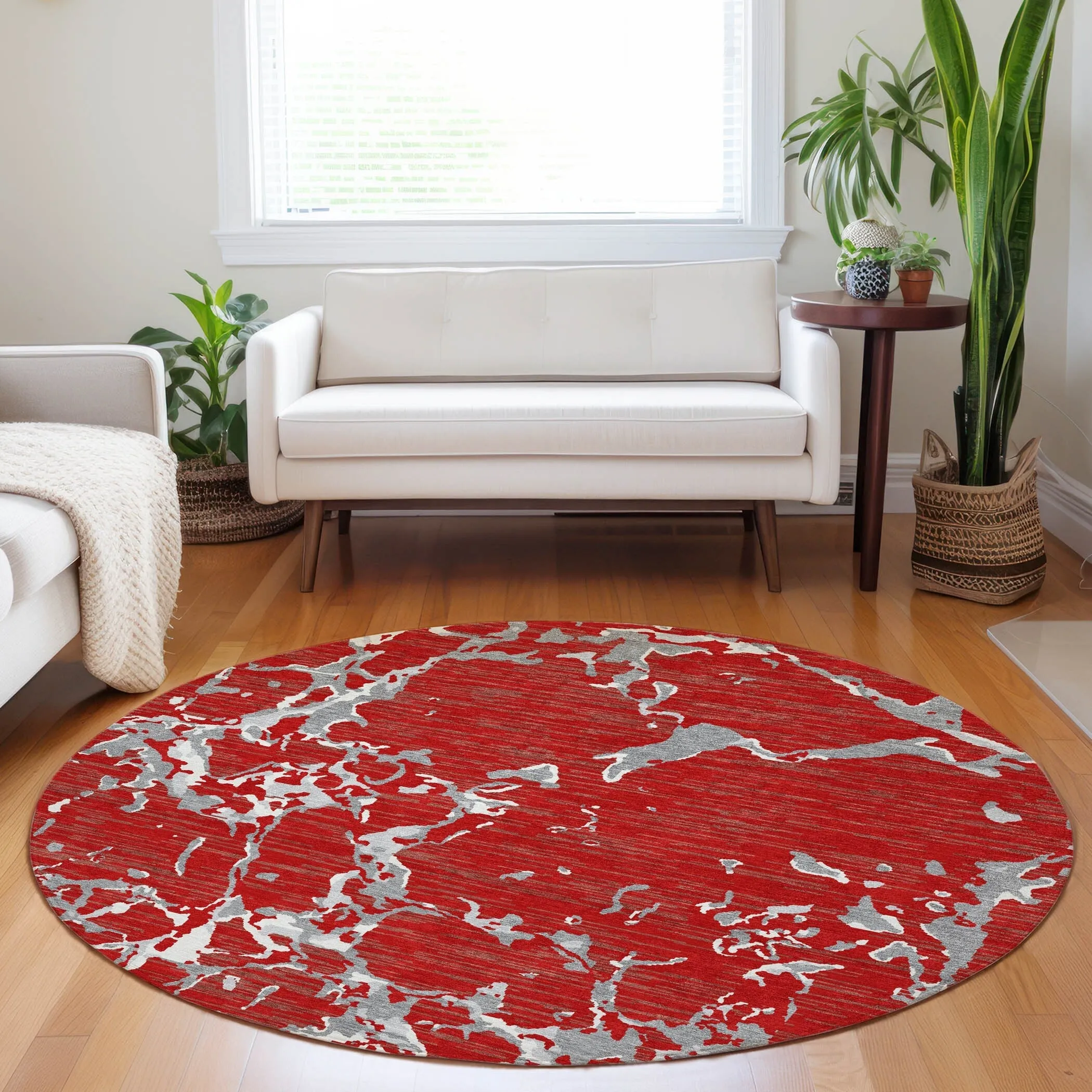 Machine Washable Indoor/ Outdoor Abstract Camo Chantille Rug