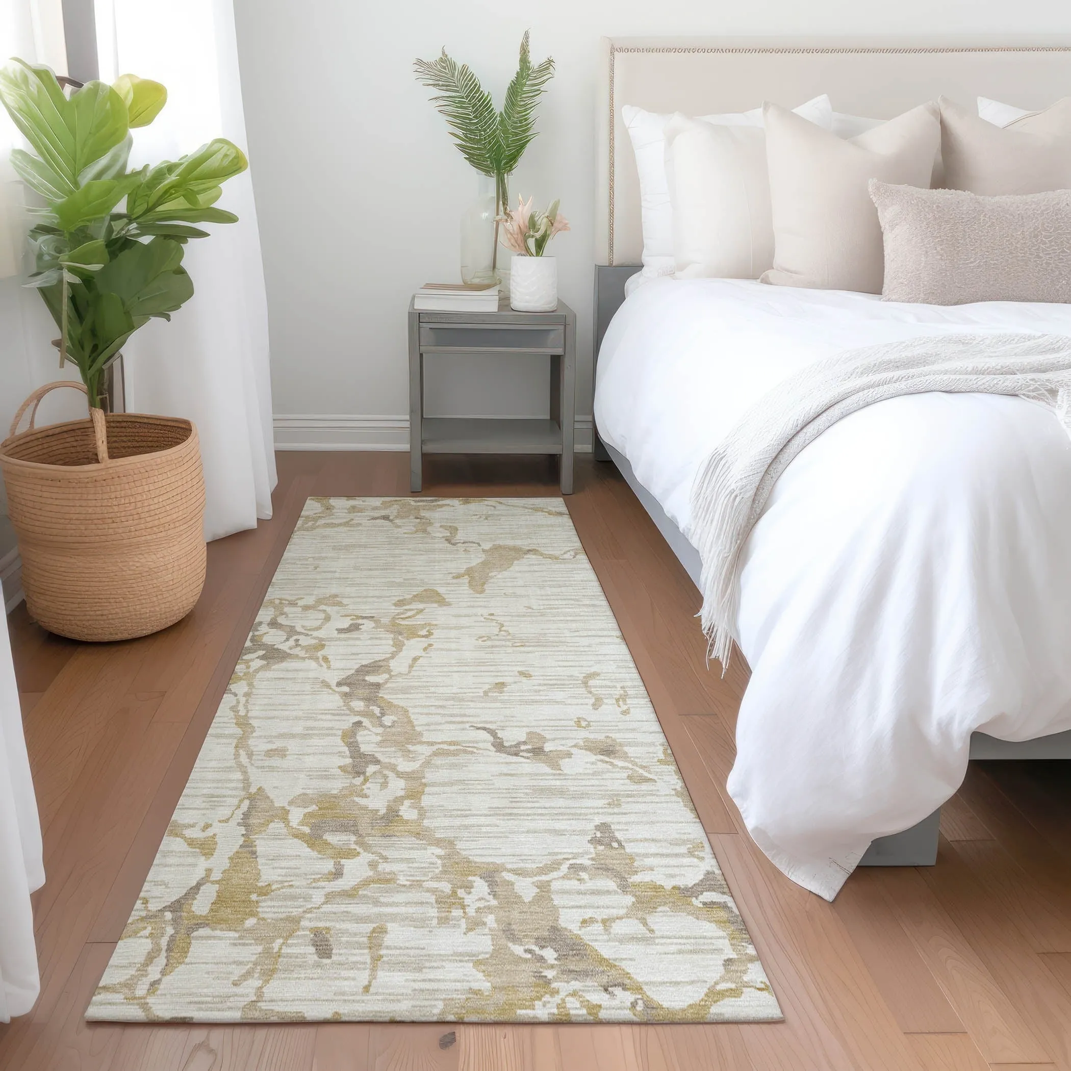 Machine Washable Indoor/ Outdoor Abstract Camo Chantille Rug