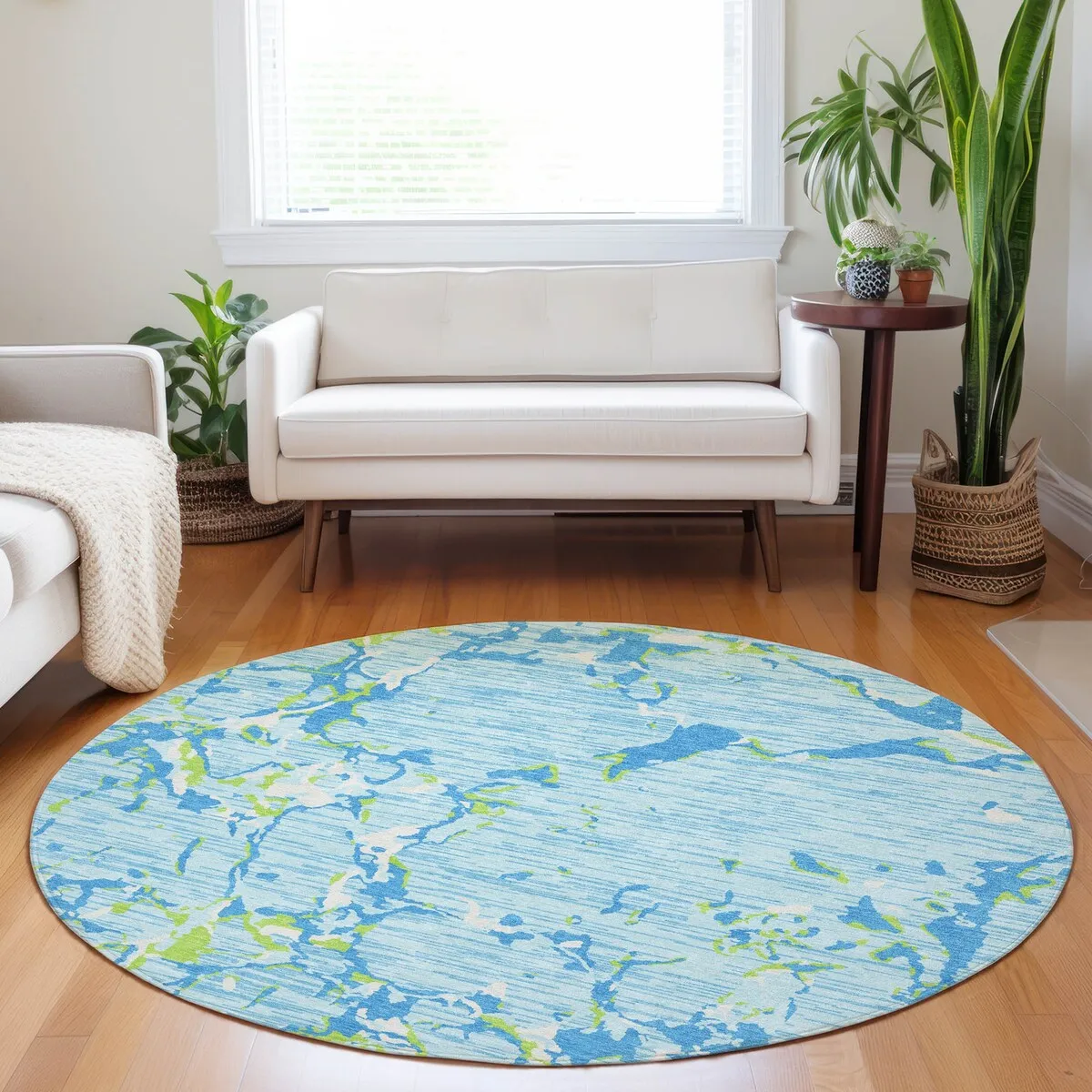 Machine Washable Indoor/ Outdoor Abstract Camo Chantille Rug