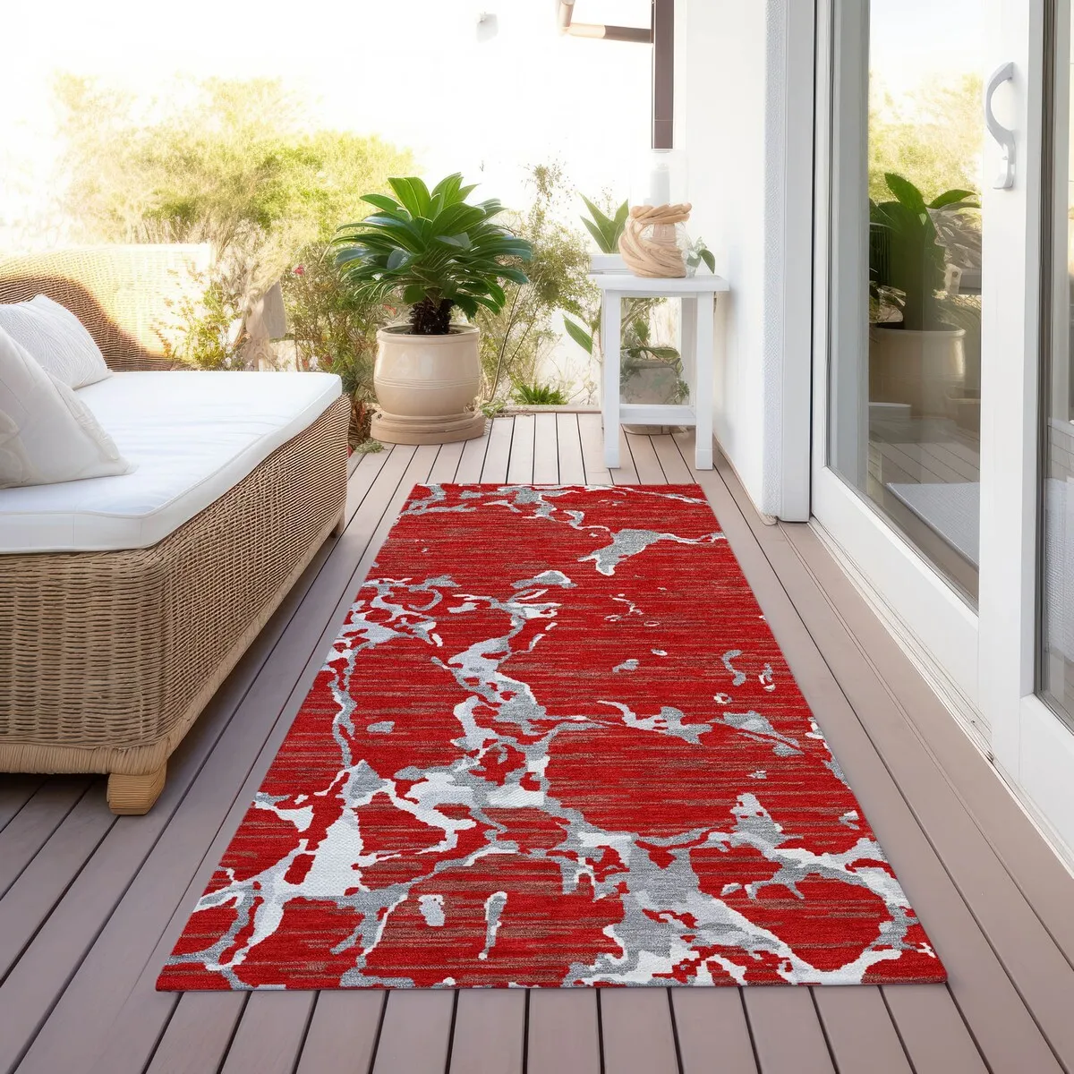 Machine Washable Indoor/ Outdoor Abstract Camo Chantille Rug