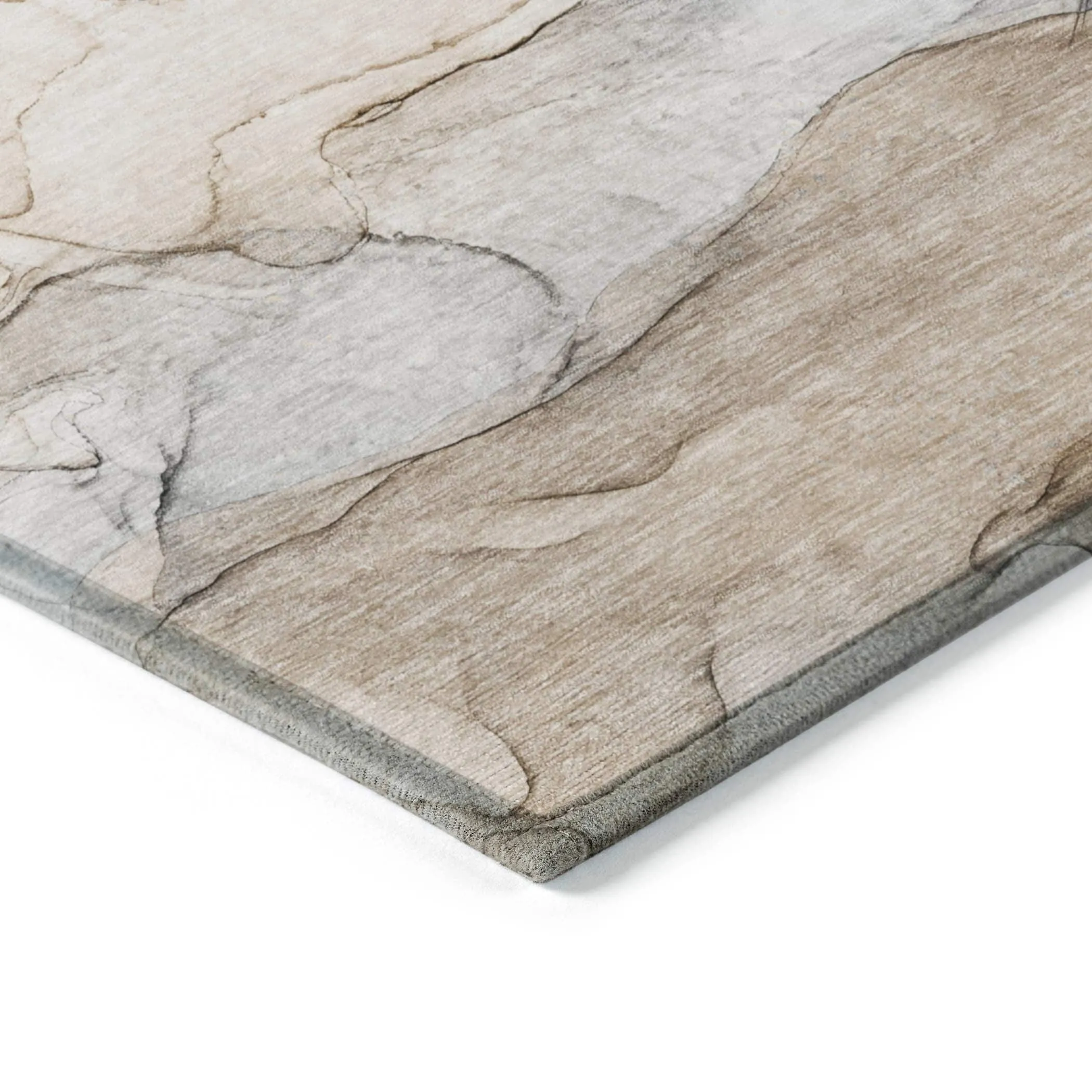 Machine Washable Indoor/ Outdoor Abstract Chantille Rug