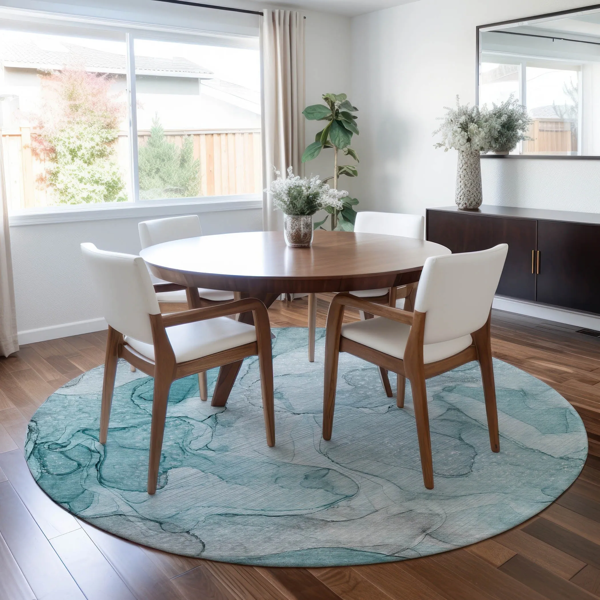 Machine Washable Indoor/ Outdoor Abstract Chantille Rug