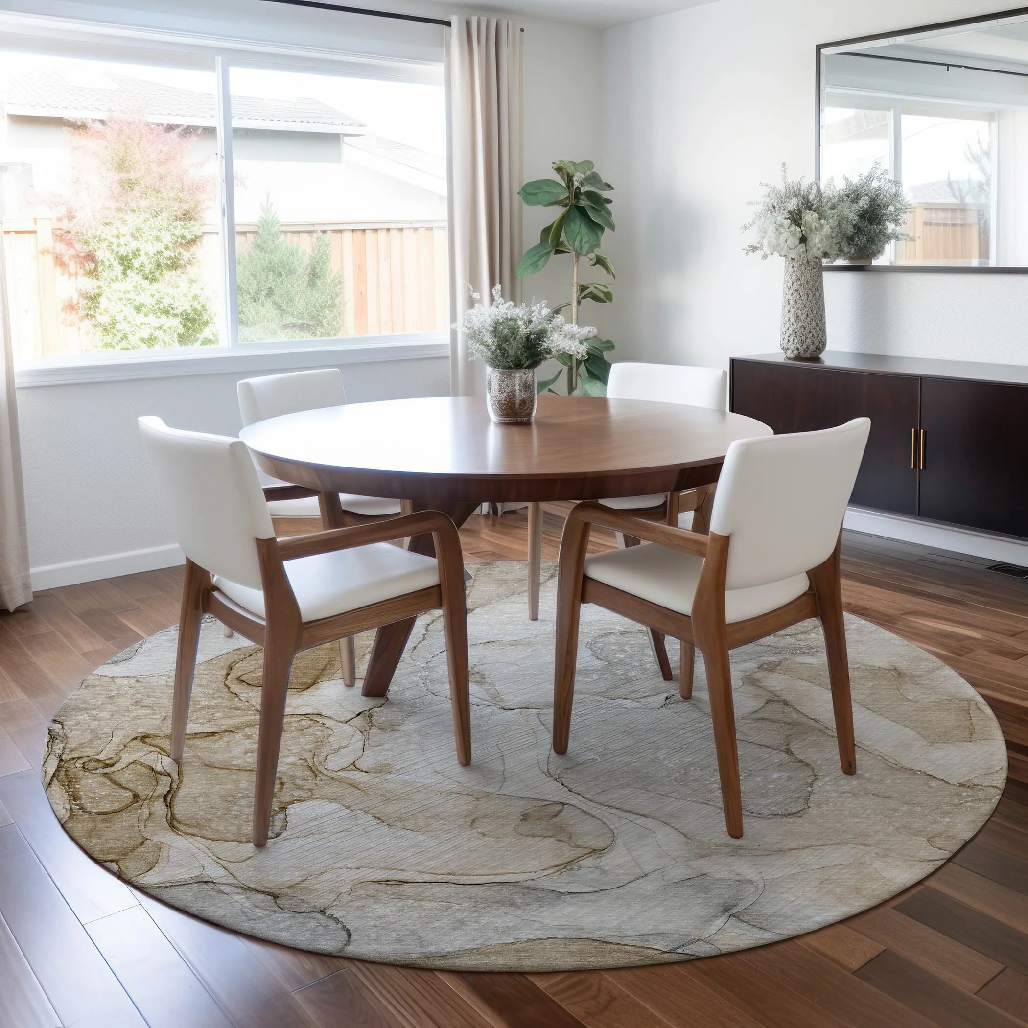 Machine Washable Indoor/ Outdoor Abstract Chantille Rug