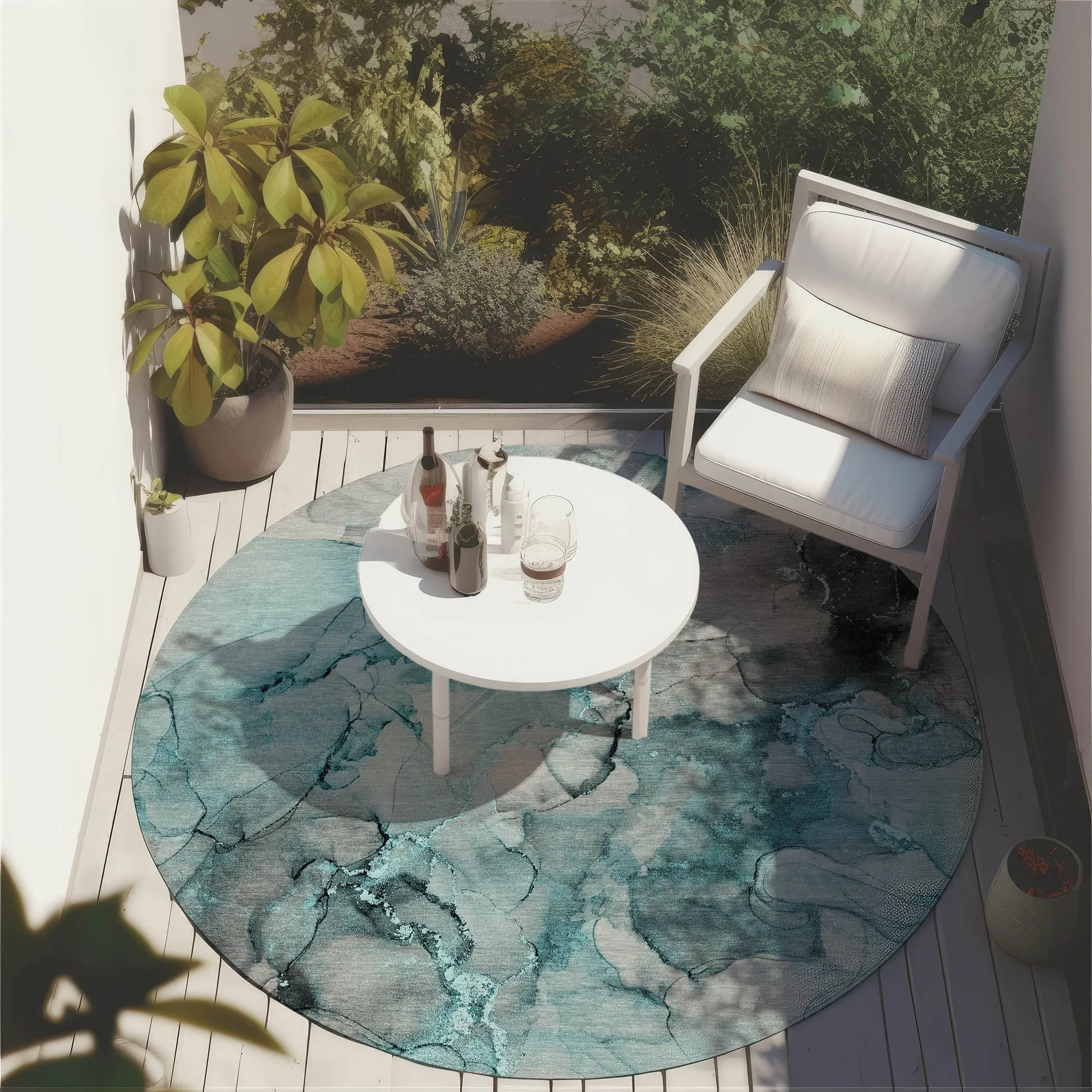 Machine Washable Indoor/ Outdoor Abstract Chantille Rug