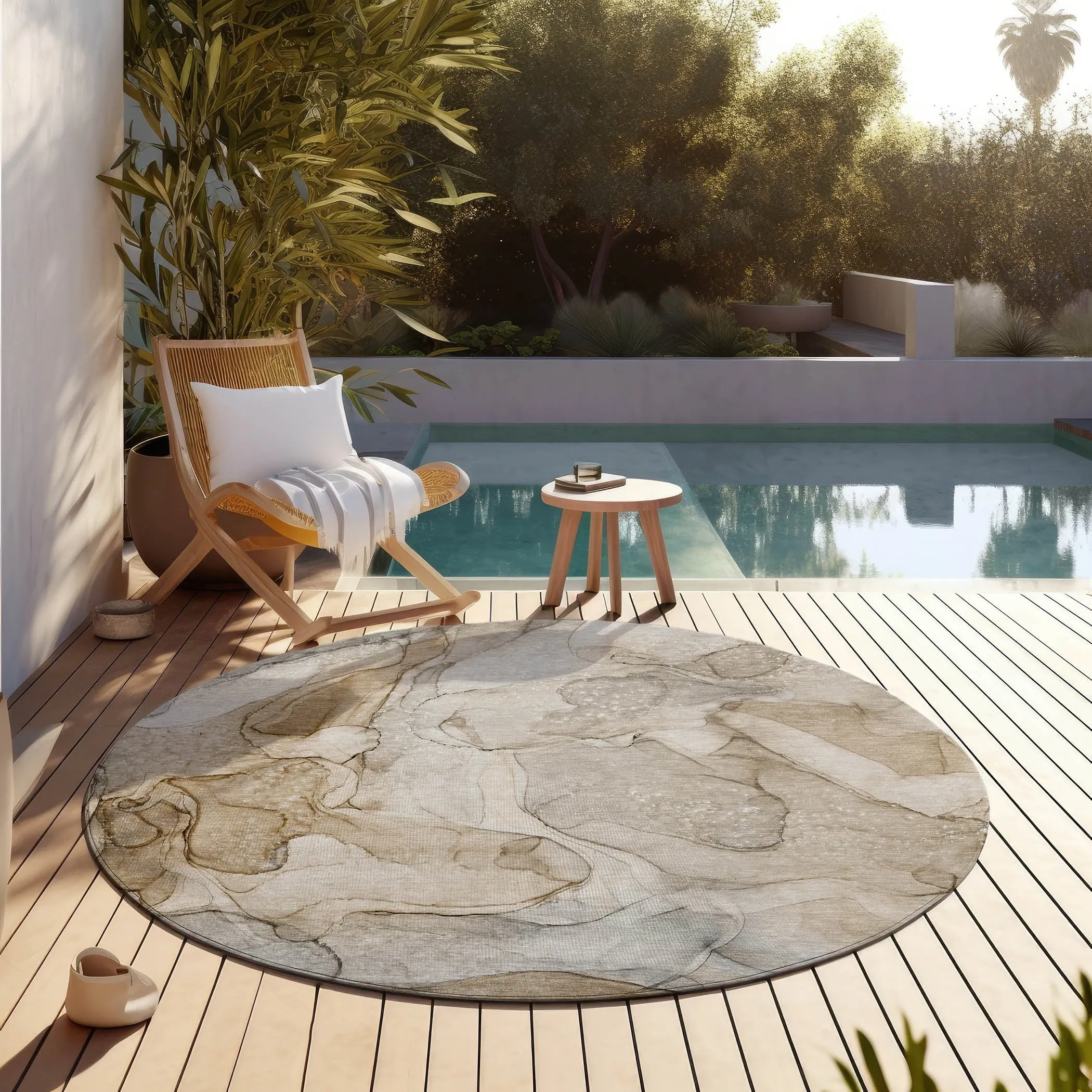 Machine Washable Indoor/ Outdoor Abstract Chantille Rug