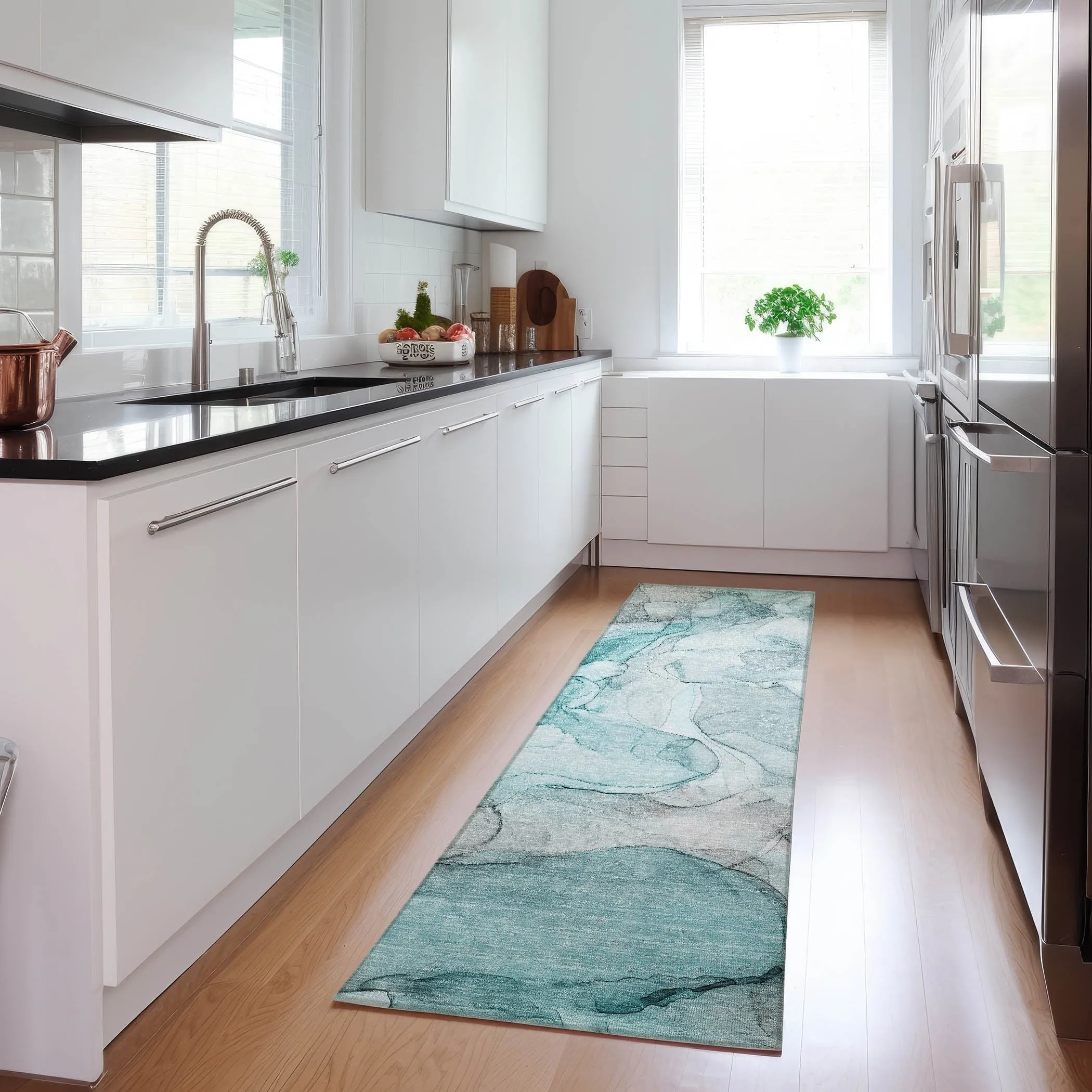 Machine Washable Indoor/ Outdoor Abstract Chantille Rug