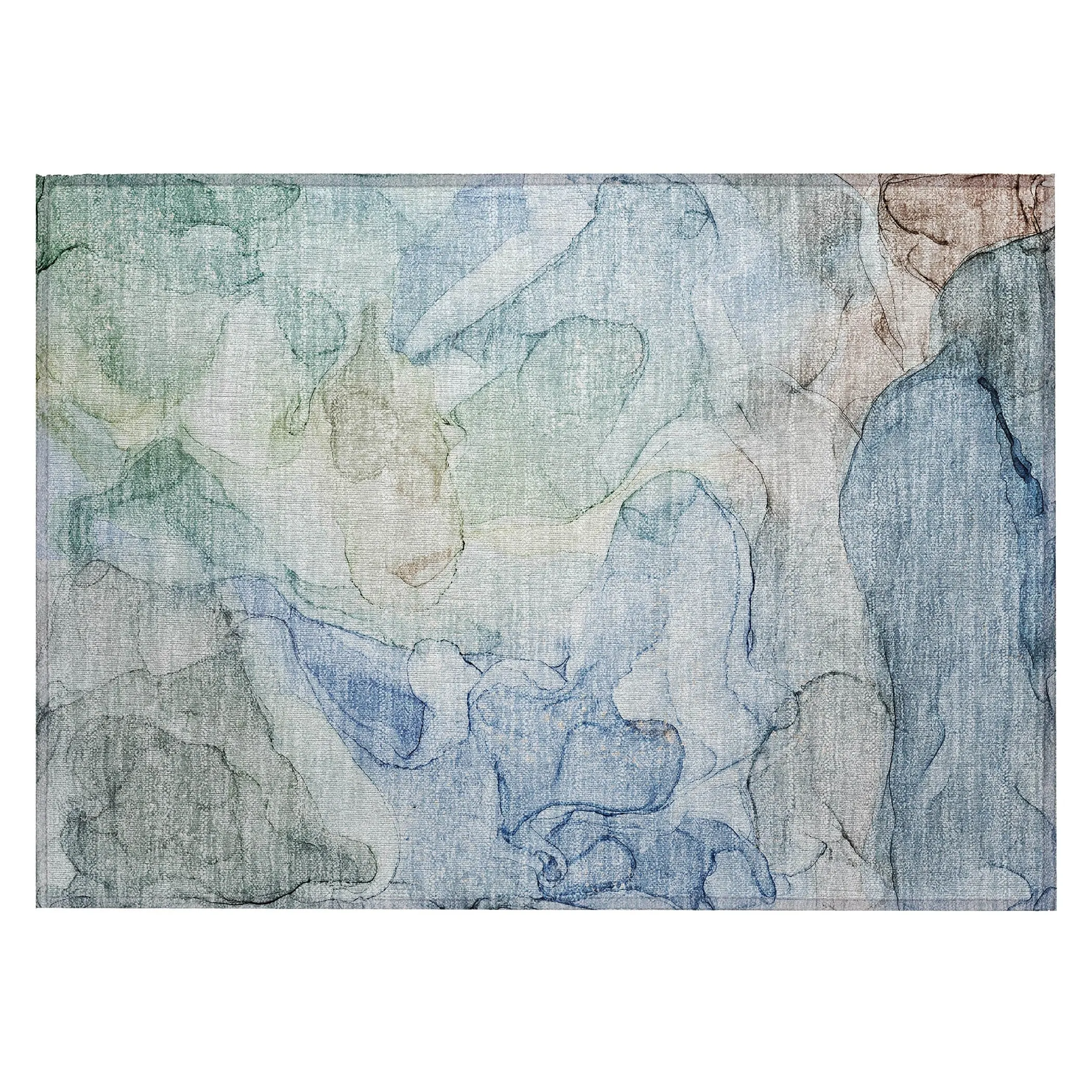 Machine Washable Indoor/ Outdoor Abstract Chantille Rug