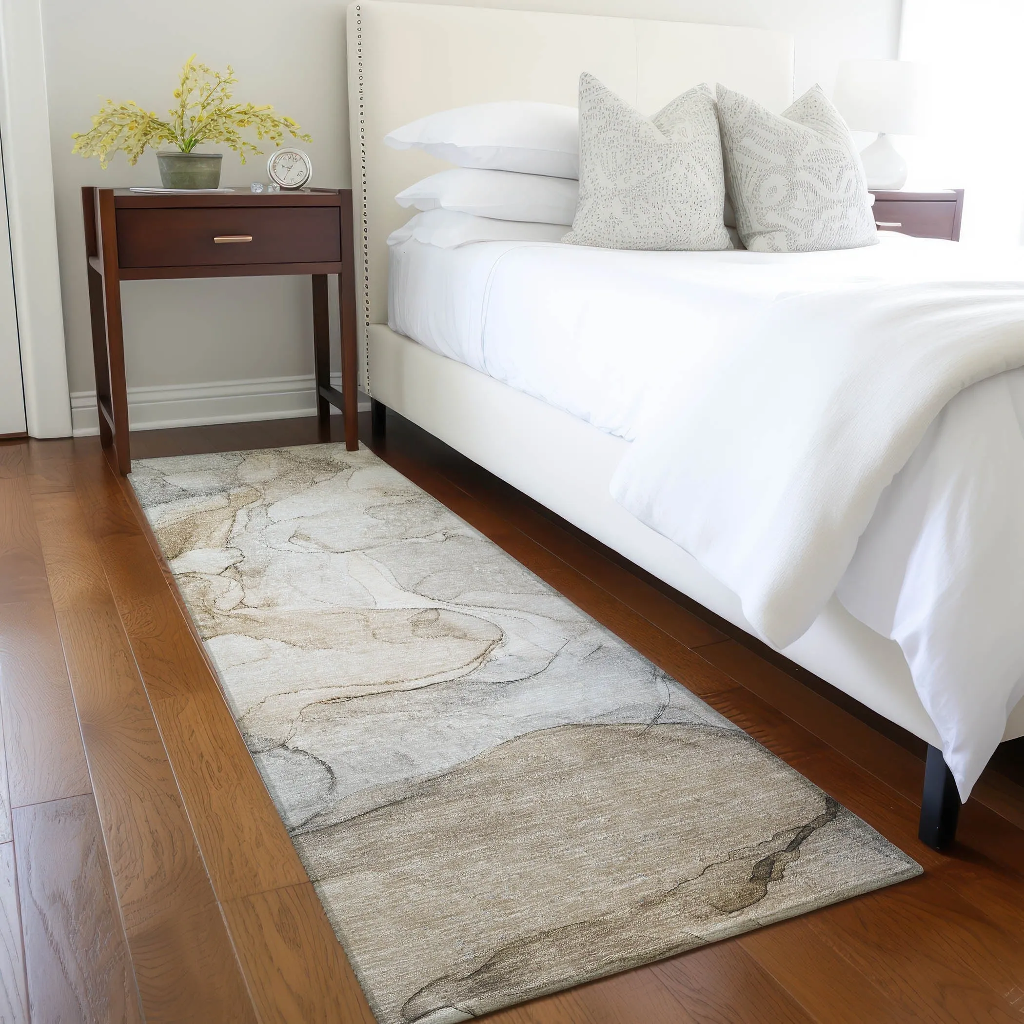 Machine Washable Indoor/ Outdoor Abstract Chantille Rug