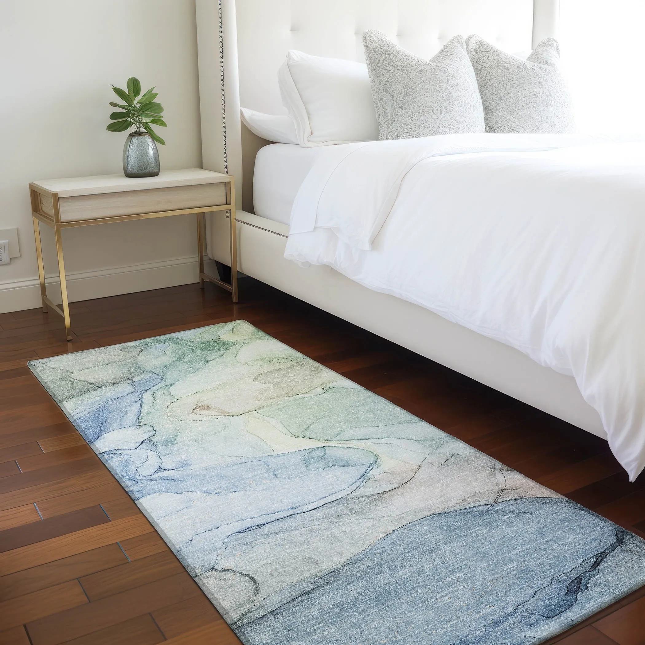 Machine Washable Indoor/ Outdoor Abstract Chantille Rug